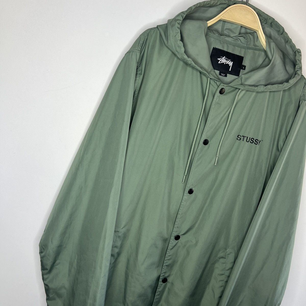 Stussy × Vintage Spellout Long Hooded Coach Jacket Laguna Beach Rain Coat Size US L / EU 52-54 / 3 - 4 Thumbnail