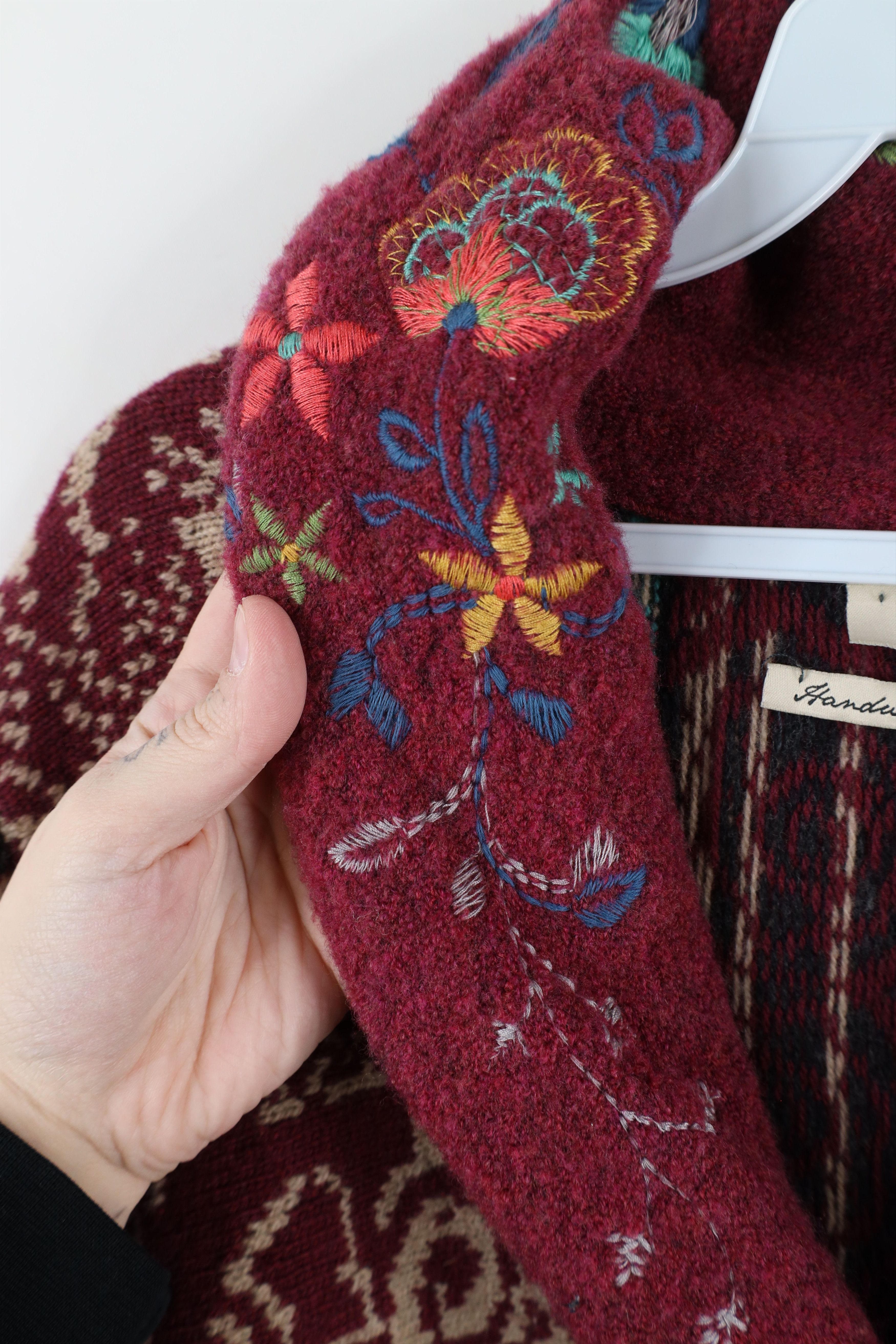 Vintage IVKO Handwritten Emotions Fairy Flower Zip Cardigan Sweater Size M / US 6-8 / IT 42-44 - 7 Thumbnail