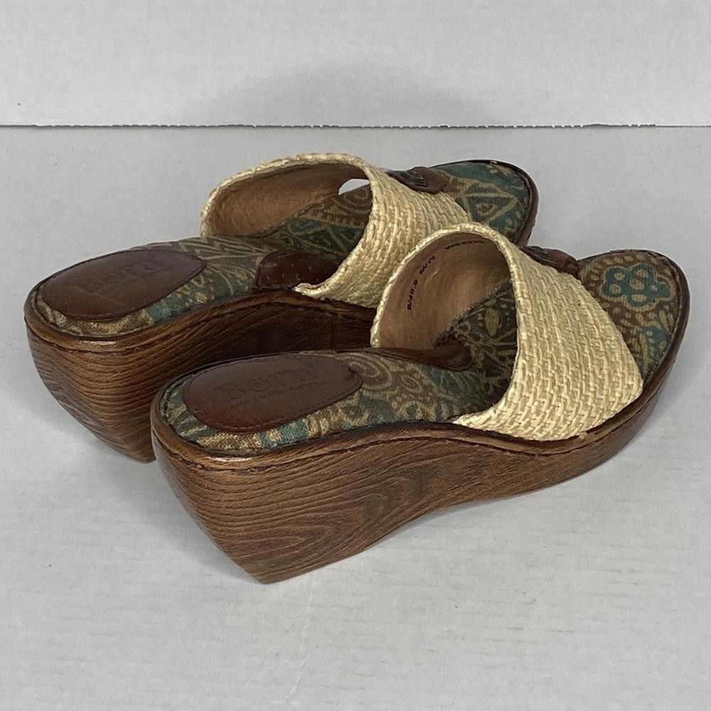 Born BORN Sandals, MOA1 Leather Wedge Slip On, 9 Size US 9 / IT 39 - 3 Thumbnail