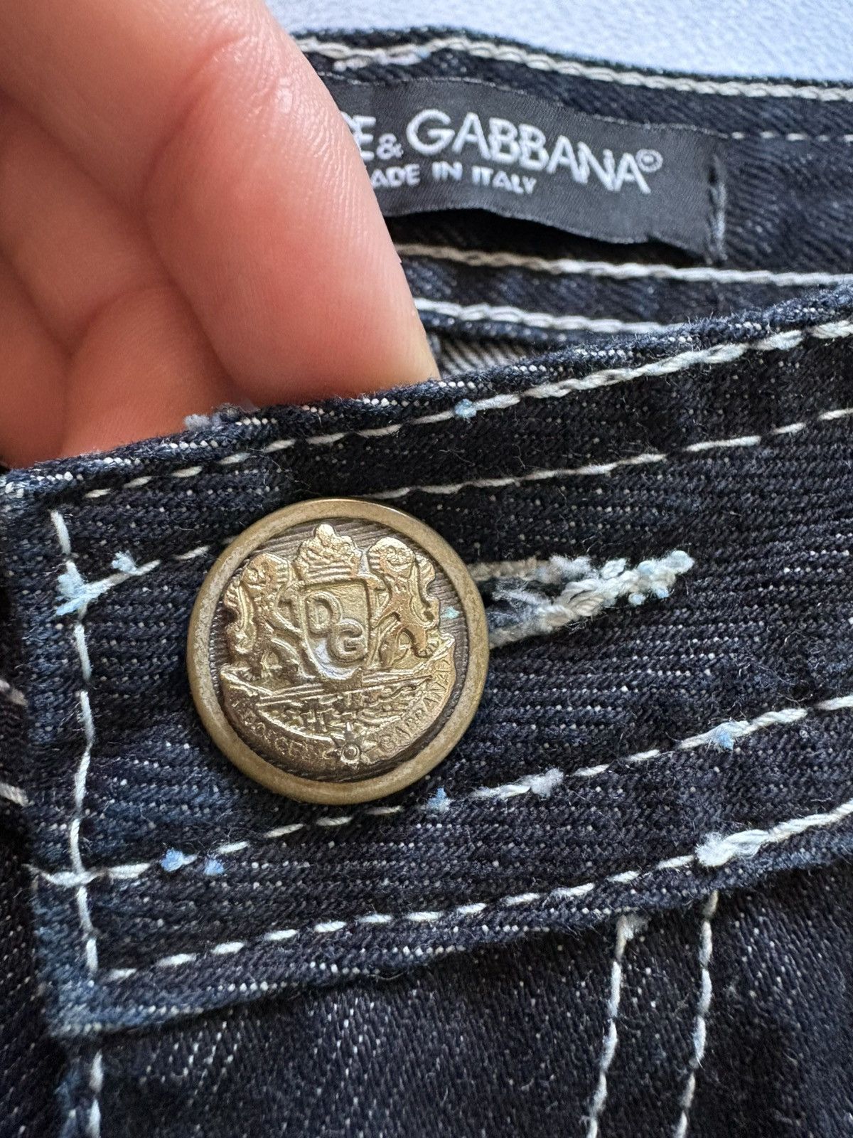 Dolce & Gabbana Vintage 00s Dolce&Gabbana Y2K DG Big Logo Embroidered Jeans Size 29" - 9 Thumbnail