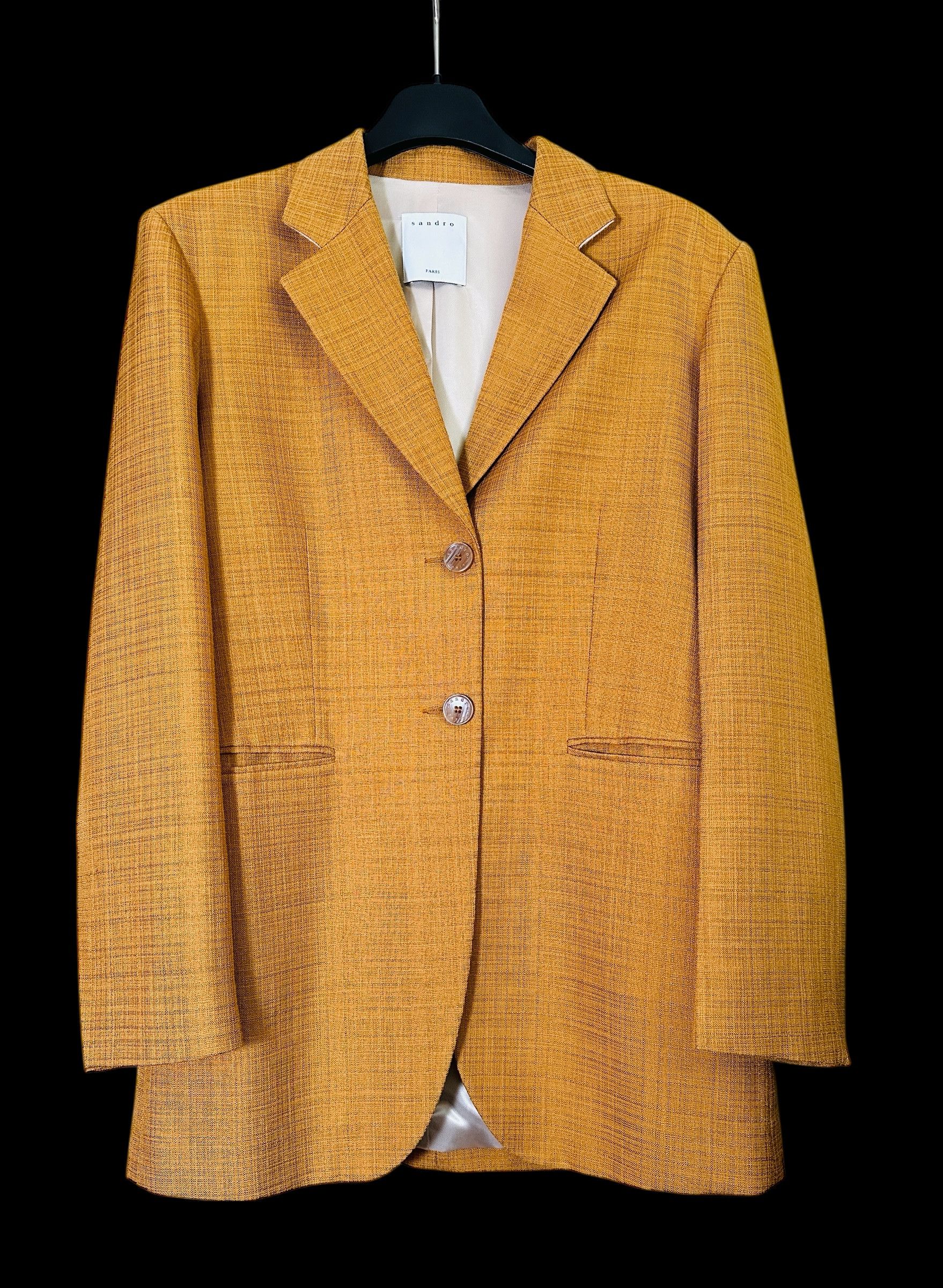Sandro Mustard Yellow Single Breasted Blazer Size XS / US 0-2 / IT 36-38 - 1 Thumbnail