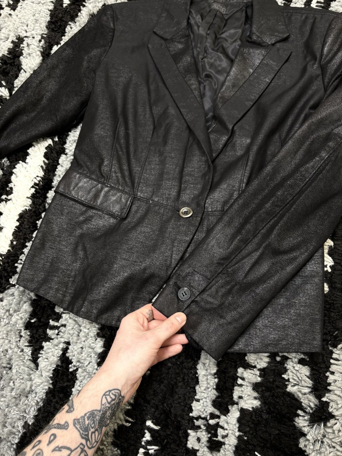 Diesel Vintage 00s diesel shiny aluminum blazer jacket avant garde Size L / US 10 / IT 46 - 3 Thumbnail