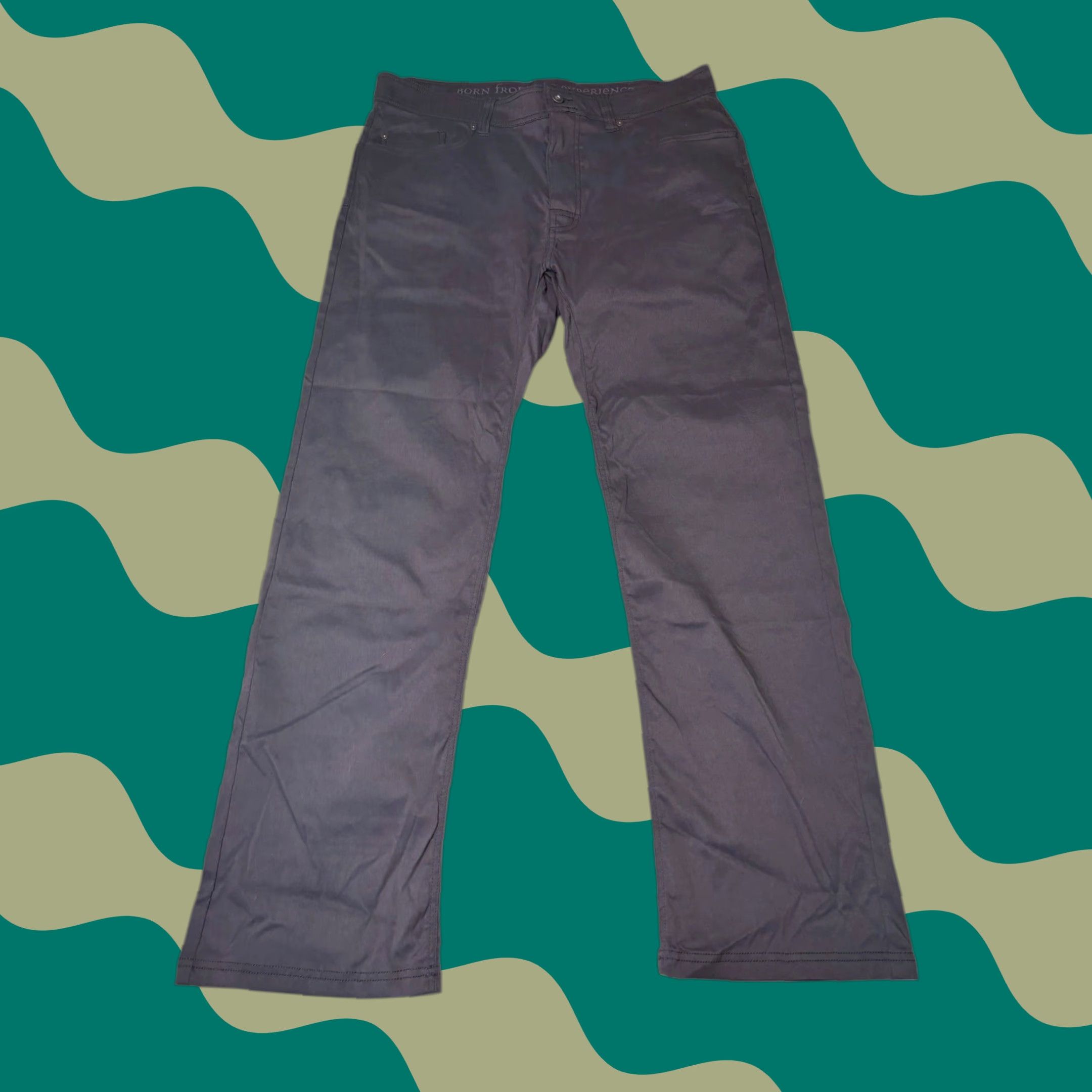Prana prAna Slim Fit Mens Khakis Pants Size 36 32 Charcoal Gray Nylon Spandex 5-Pocket Design Zipper Button Straight Leg Flat Front Casual Workwear Men Size US 36 / EU 52 - 1 Thumbnail