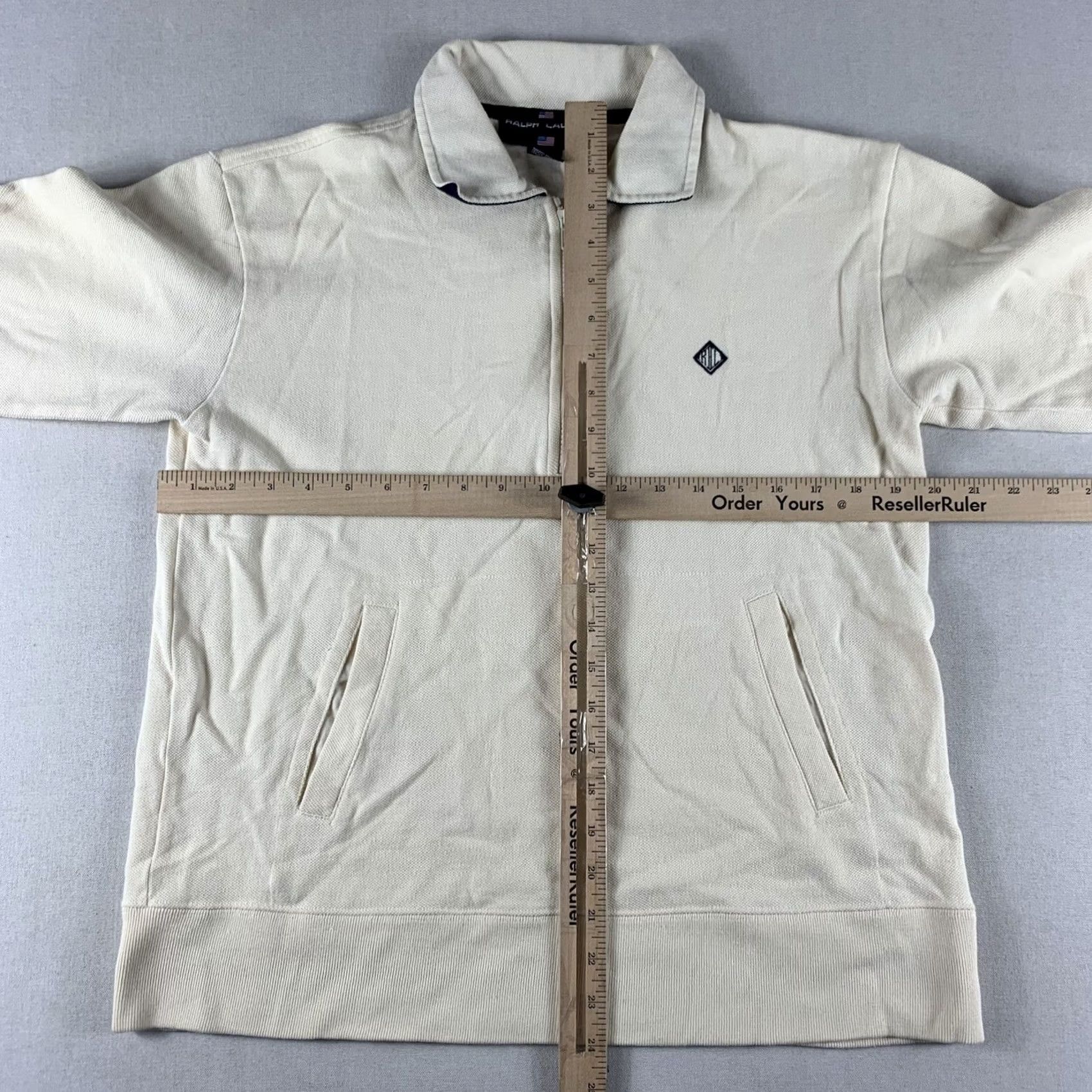Ralph Lauren VINTAGE Ralph Lauren Sweater Mens Medium Ivory Pullover Striped Sleeve Size US M / EU 48-50 / 2 - 4 Thumbnail