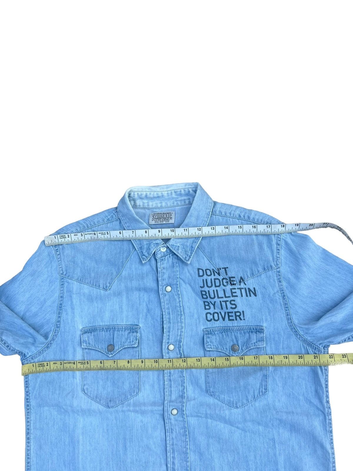 Vintage Stooge & Co Japan 3 Quater Sleeve Faded Chambray Shirt Size US M / EU 48-50 / 2 - 5 Thumbnail