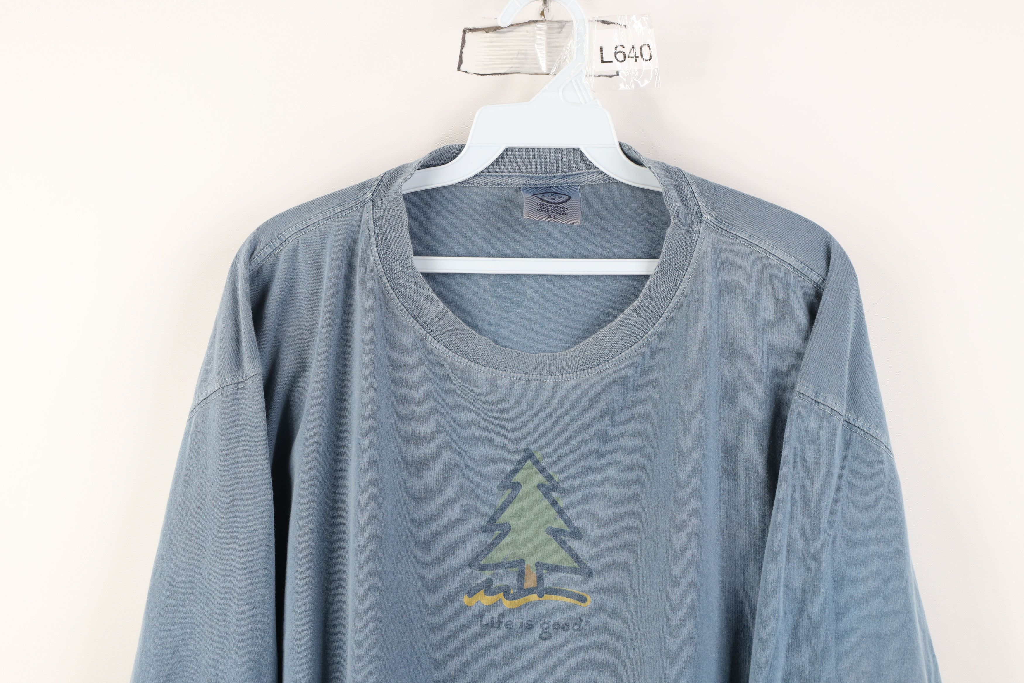 Life is Good Vintage Life Is Good Tree Long Sleeve T-Shirt Blue Cotton Size US XL / EU 56 / 4 - 2 Thumbnail