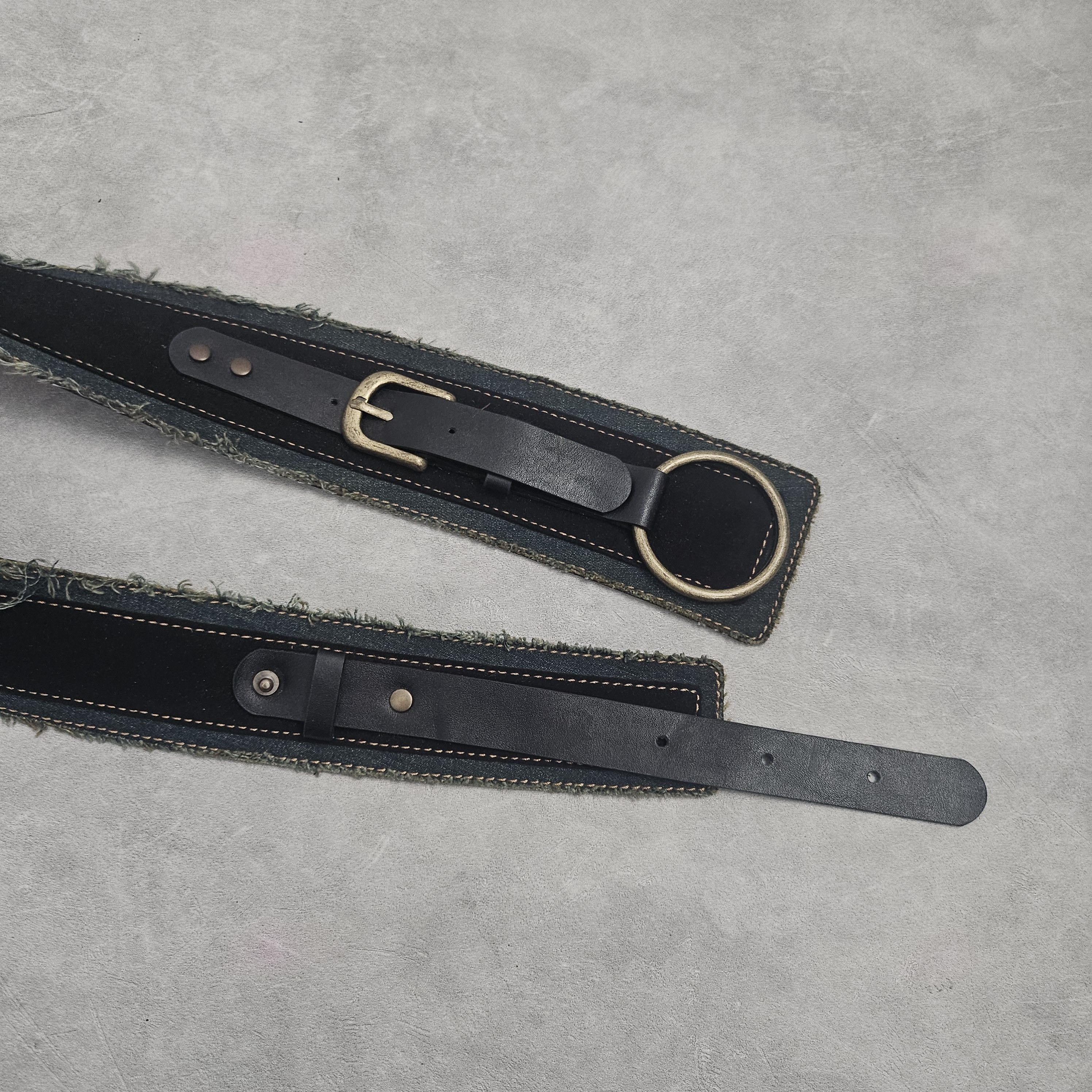 Japanese Brand Black Distressed denim Voice of voice belt Size ONE SIZE - 3 Thumbnail