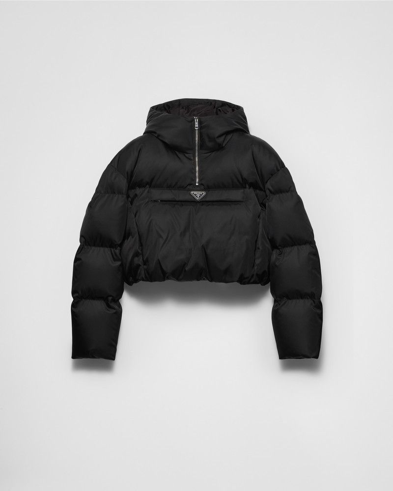 Prada o1B3y1r0426 Re-Nylon Cropped Down Jacket in Black Size XS / US 0-2 / IT 36-38 - 1 Thumbnail