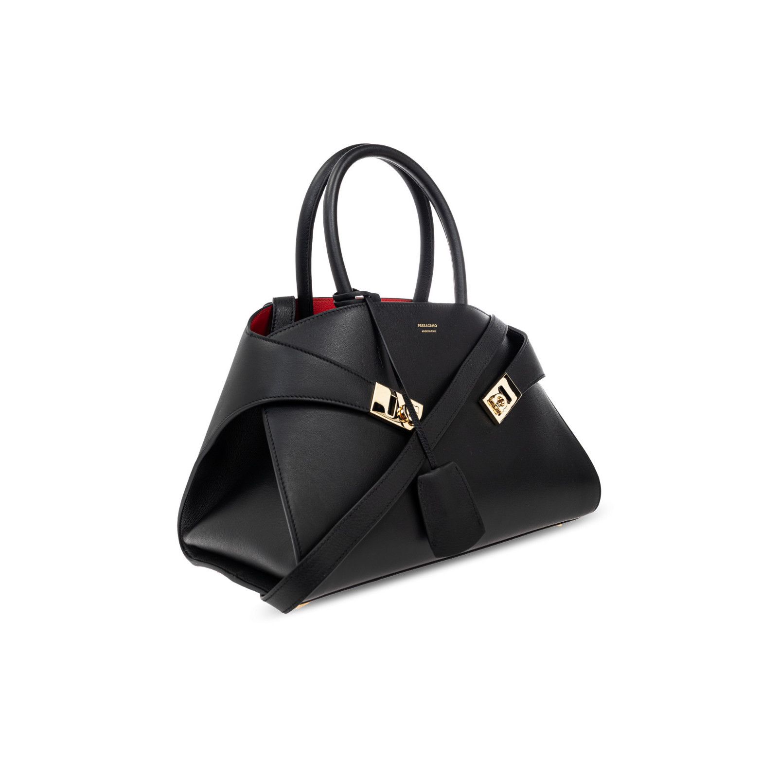 Salvatore Ferragamo FERRAGAMO Hug Small Black/Red Leather Top Handle Bag New Size ONE SIZE - 3 Thumbnail