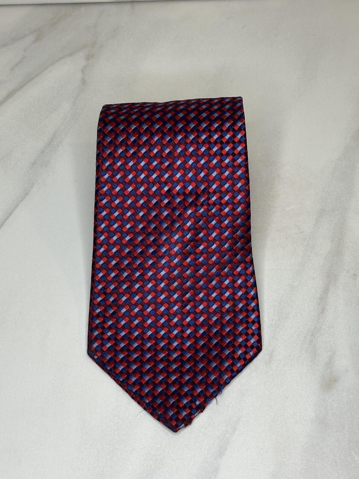 Tommy Hilfiger Tommy Hilfiger classic red/blue micro check 100% silk tie Size ONE SIZE - 1 Thumbnail