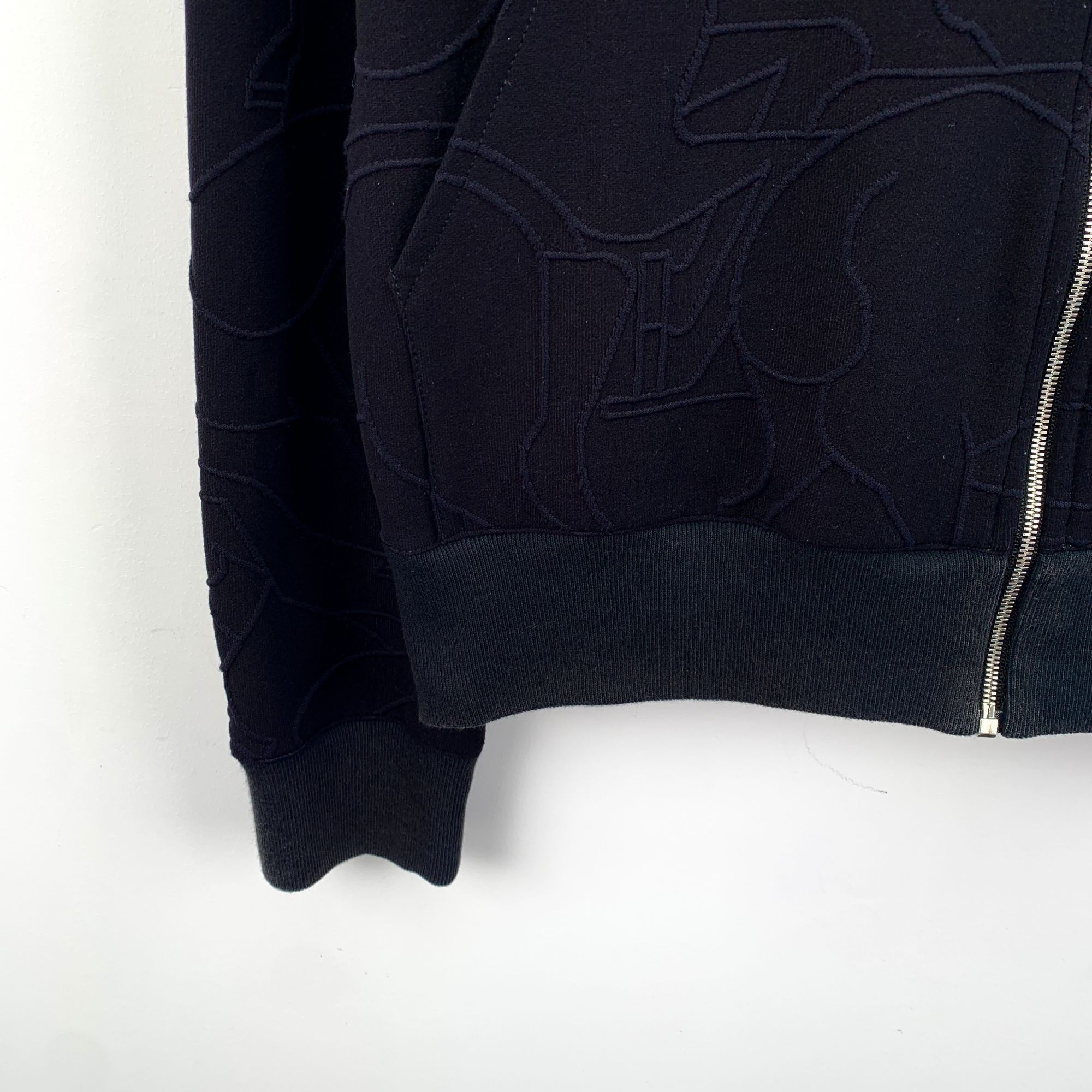 Hermes Hermès Black Embossed Horse Pattern Zip Hoodie Sweatshirt - Size US L / EU 52-54 / 3 - 4 Thumbnail