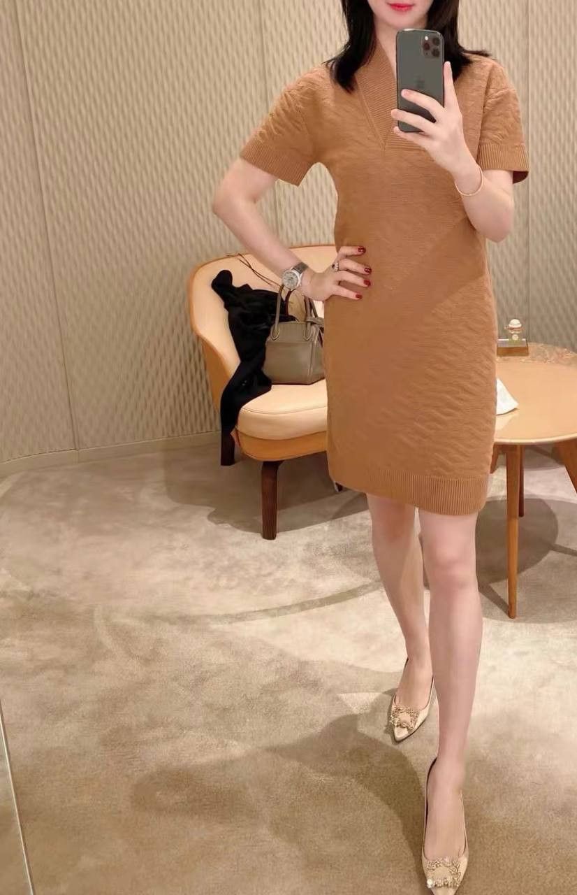 Hermes Hermès H knit dress in brown-orange Size S / US 4 / IT 40 - 1 Thumbnail