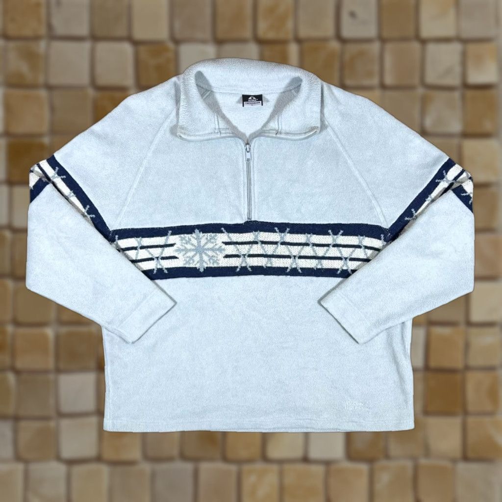 Vintage Vintage ACTIVE SWISS DESIGN Snowflake Panel 1/2 Zip Fleece Sweatshirt Large XL Blue Mens Sweatshirt 1/2 Zip Snowflake Panel Size US L / EU 52-54 / 3 - 1 Thumbnail