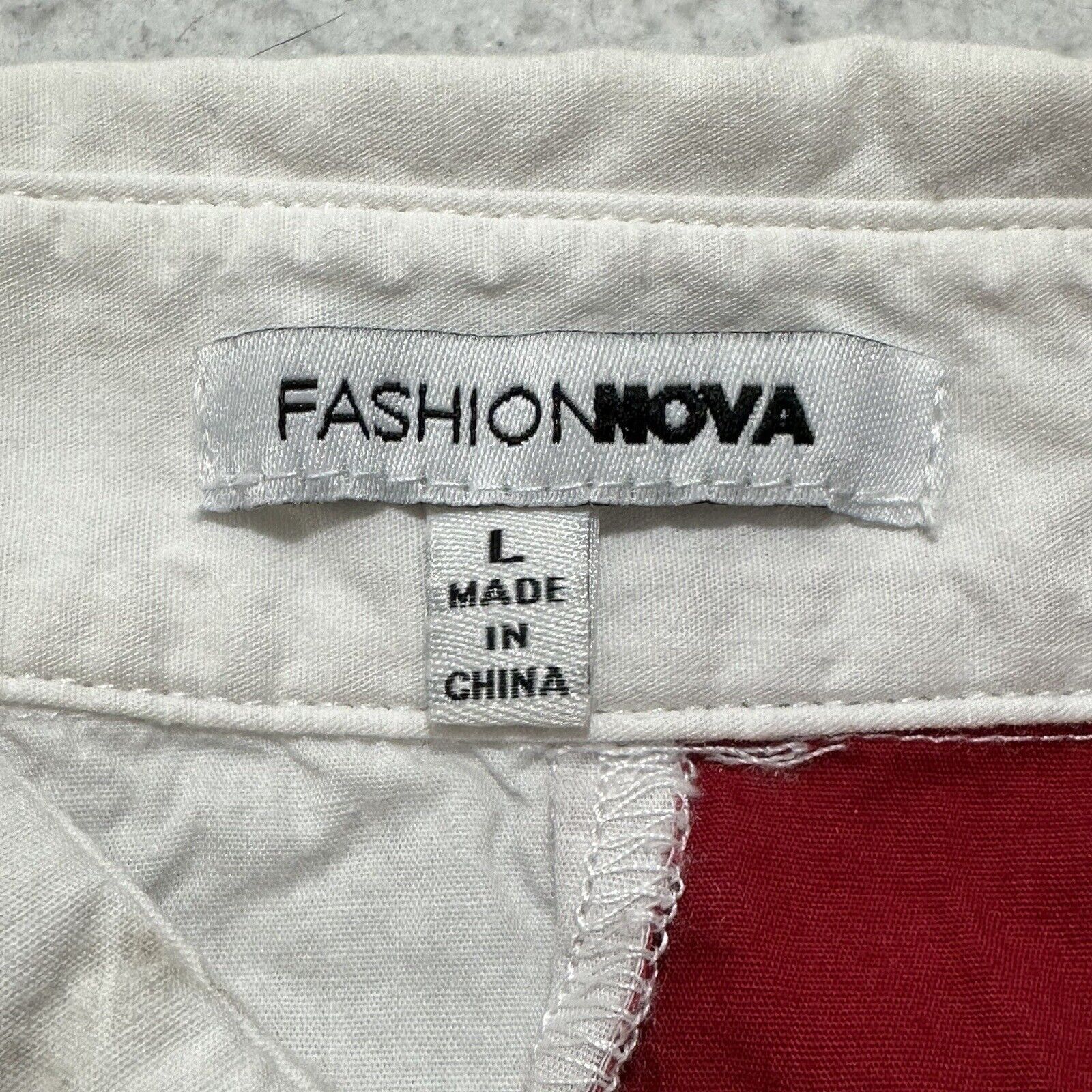 Other Fashion Nova Large Cropped Button Down Shirt Colorblock Size L / US 10 / IT 46 - 3 Thumbnail