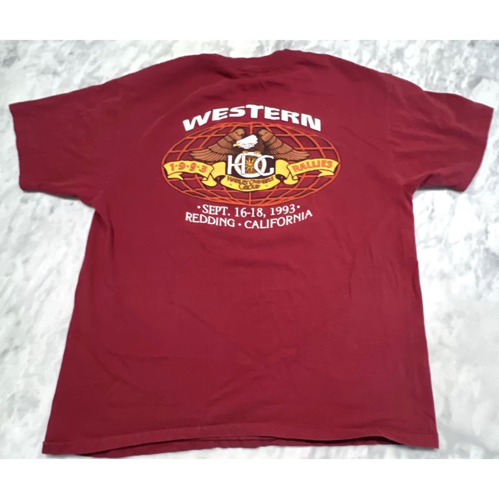 Harley Davidson VINTAGE Harley-Davidson Owners Group XL T-Shirt Men Red 90s Biker Motorcycle Vintage 1990s California Single Stitch Size US XL / EU 56 / 4 - 4 Thumbnail