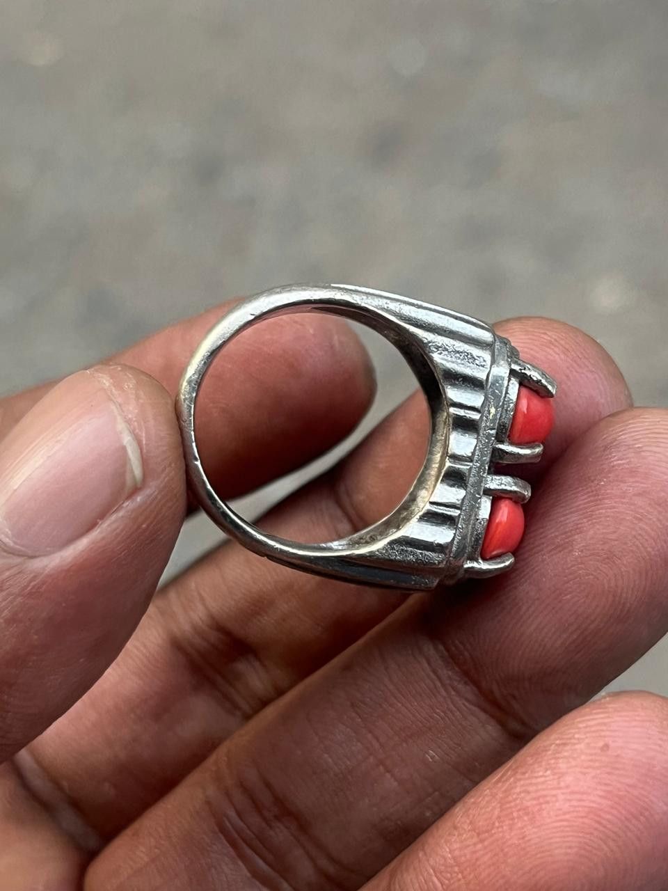 John Hardy Vintage Silver Double Red Coral Cobochon Ring Size ONE SIZE - 5 Thumbnail