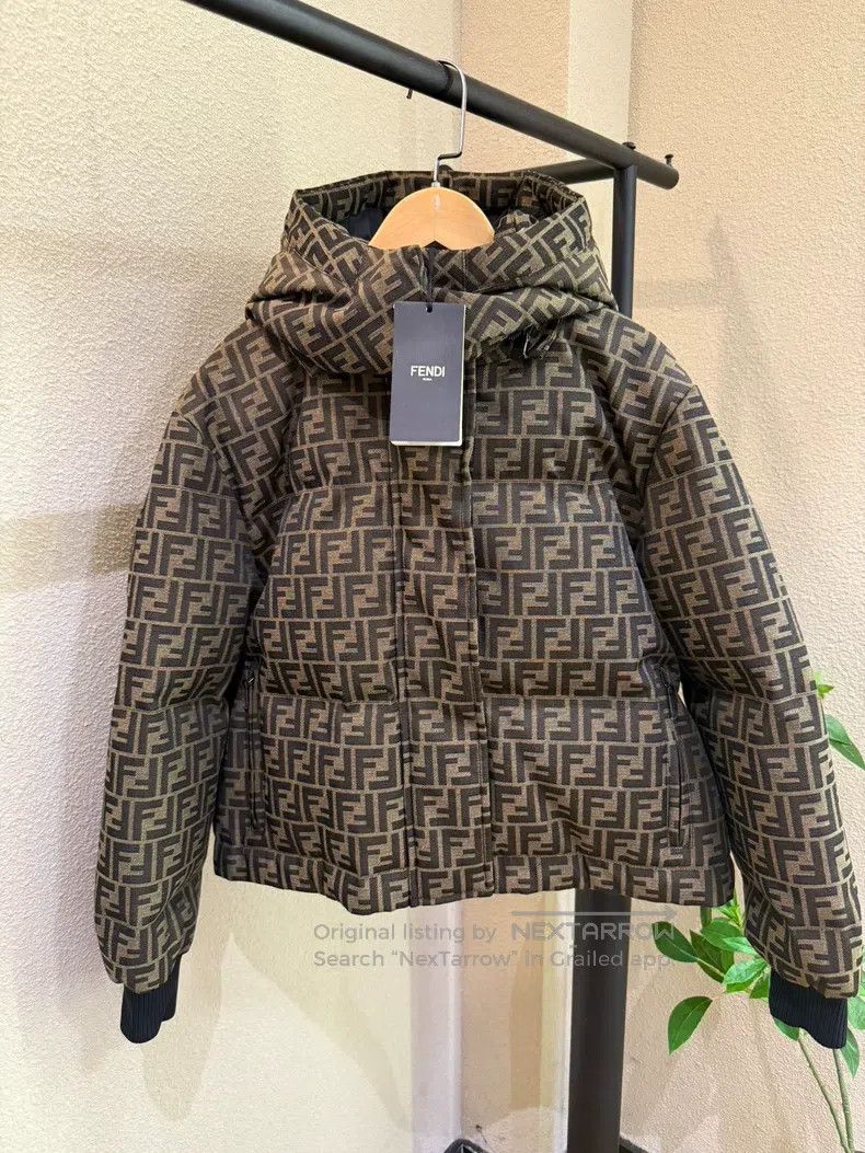 Fendi Fendi Brown Full Print Logo Hooded Down Jacket Size XS / US 0-2 / IT 36-38 - 1 Thumbnail