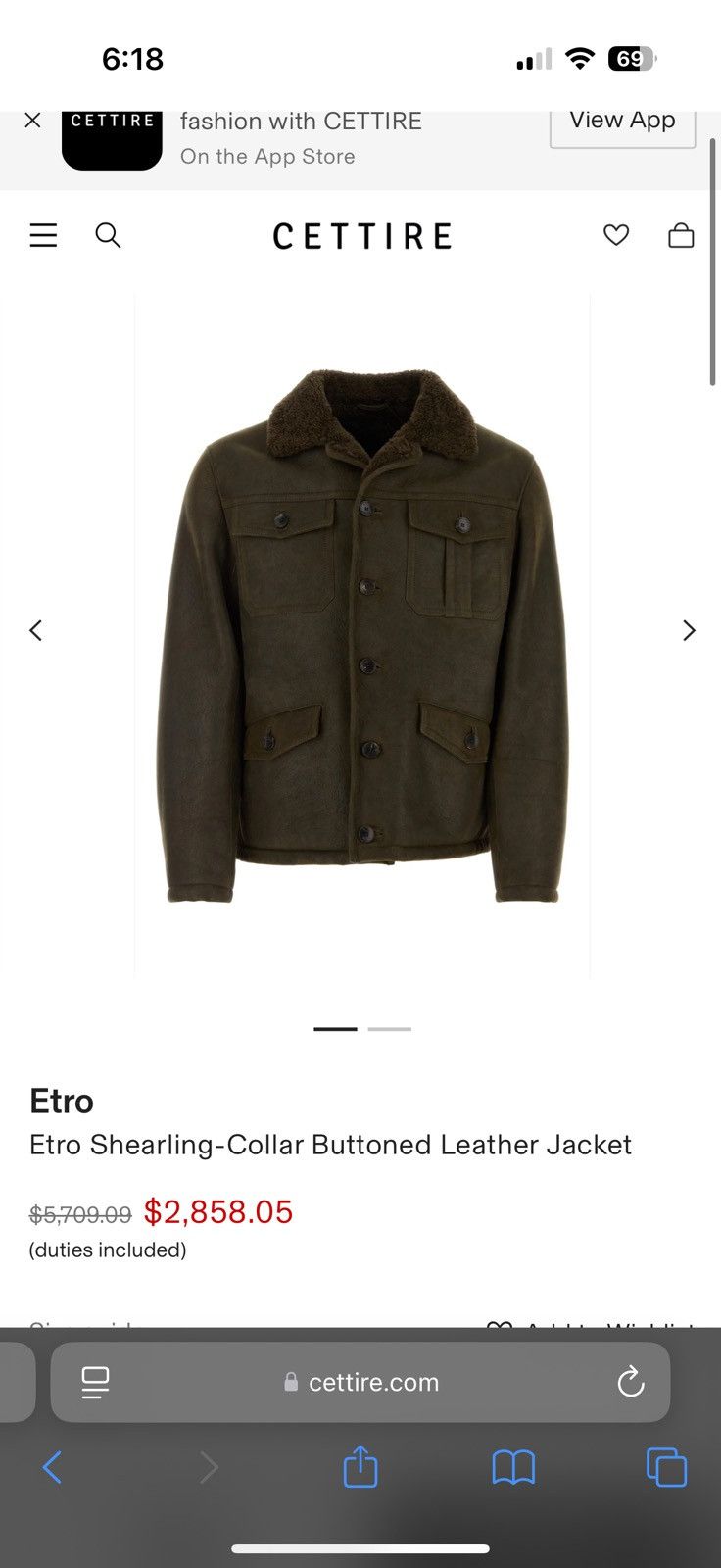 Etro ETRO 100% Lambskin Leather Jacket, 100% Lambskin Shearling Size US XXL / EU 58 / 5 - 8 Thumbnail