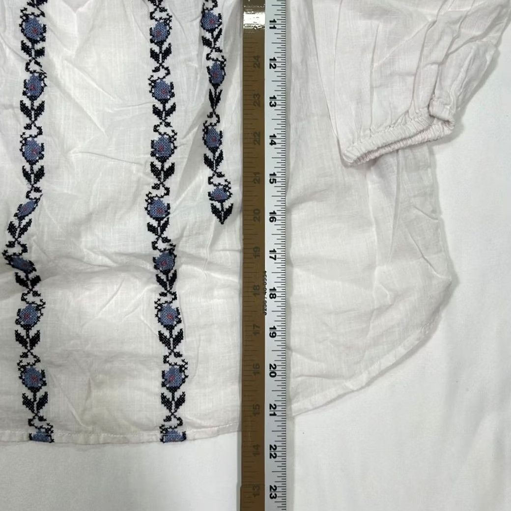 Abercrombie & Fitch Abercrombie & Fitch Blouse Boho Peasant Floral Embroidery White Top Womens S Size S / US 4 / IT 40 - 7 Thumbnail
