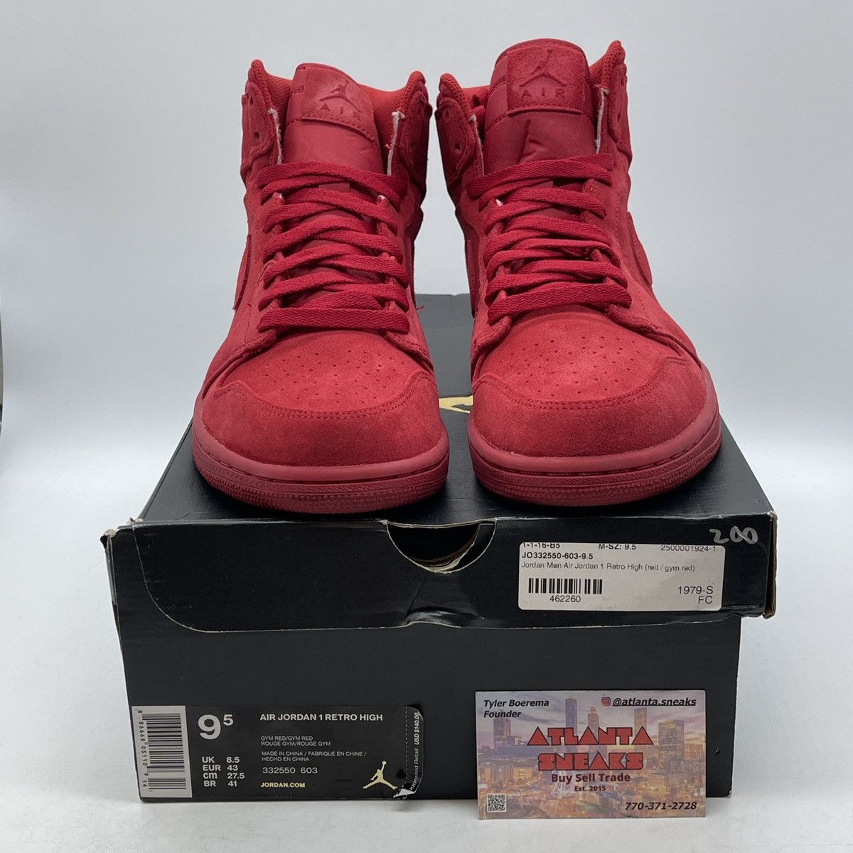 Jordan Brand Air Jordan 1 high red suede Size US 9.5 / EU 42-43 - 2 Thumbnail