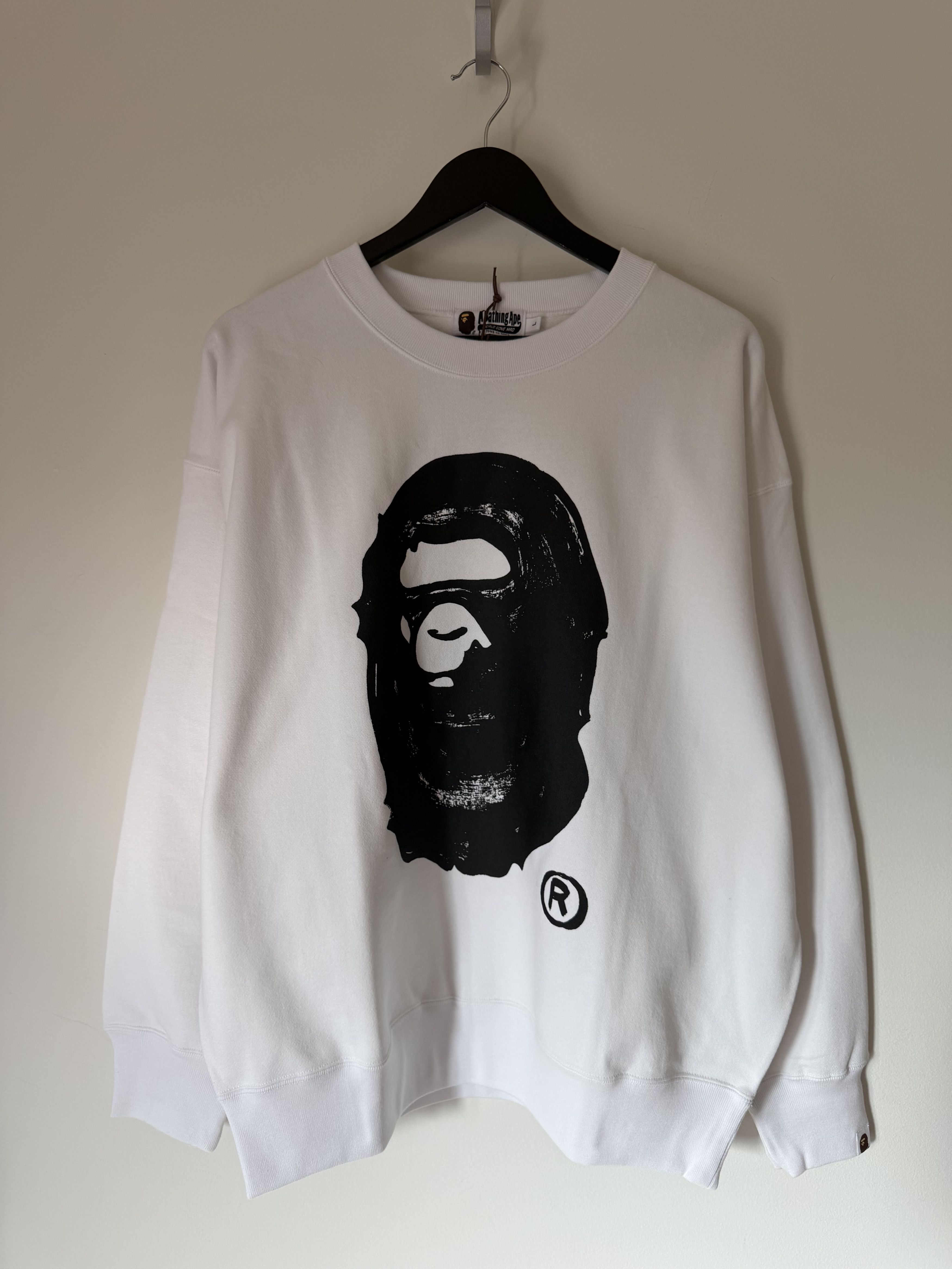 Bape × Joshua Vides Joshua Vides Bape Ape Head Sweatshirt in White Size US L / EU 52-54 / 3 - 1 Thumbnail