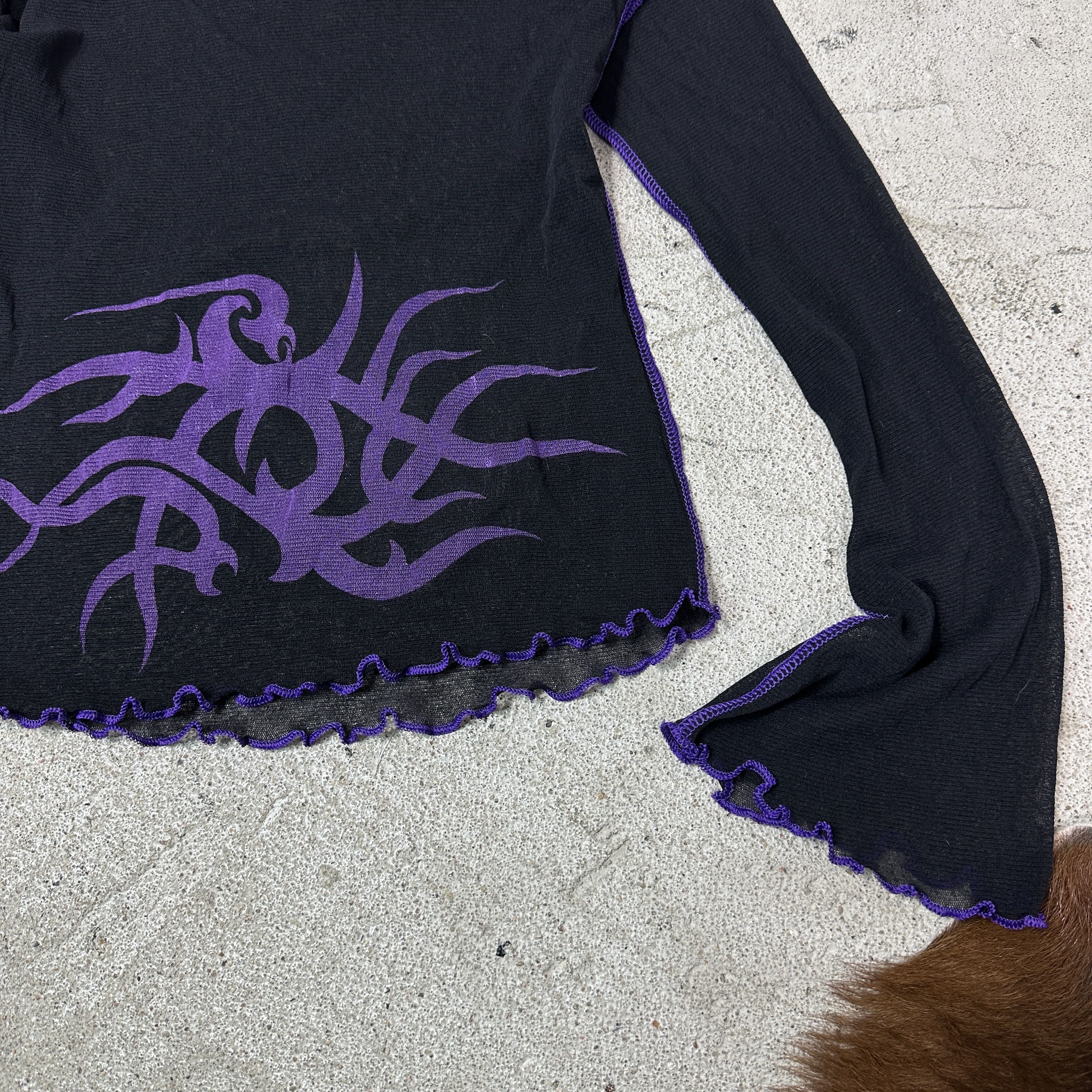 Vintage Vintage Grunge The Darkside Tribal Rave Mesh Longsleeve 00s Size S / US 4 / IT 40 - 3 Thumbnail