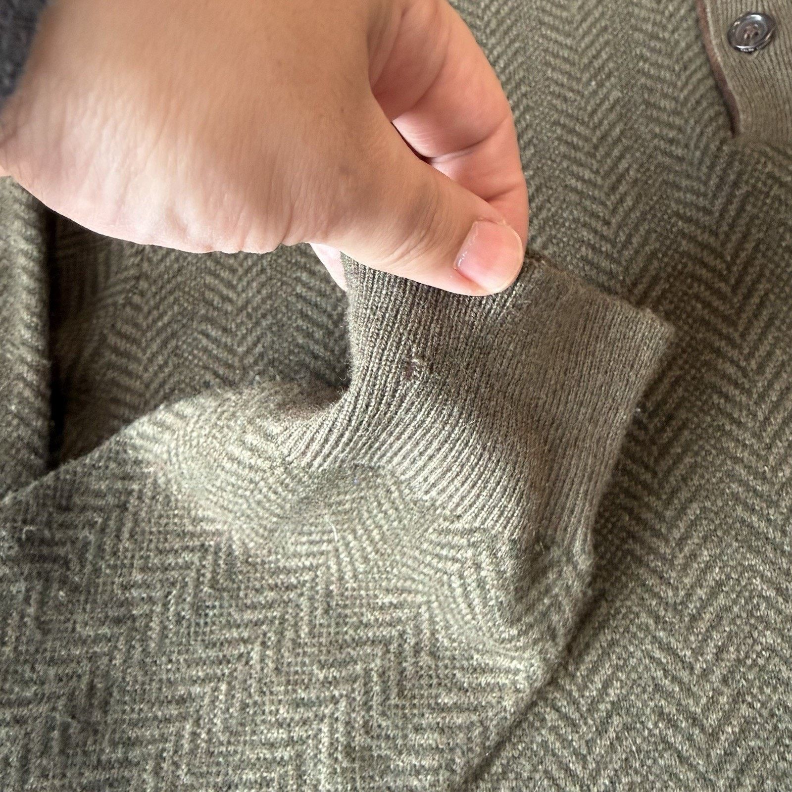 Polo Ralph Lauren Polo Ralph Lauren 1/4 Zip Sweater XL Green Wool Herringbone Size US XL / EU 56 / 4 - 5 Thumbnail