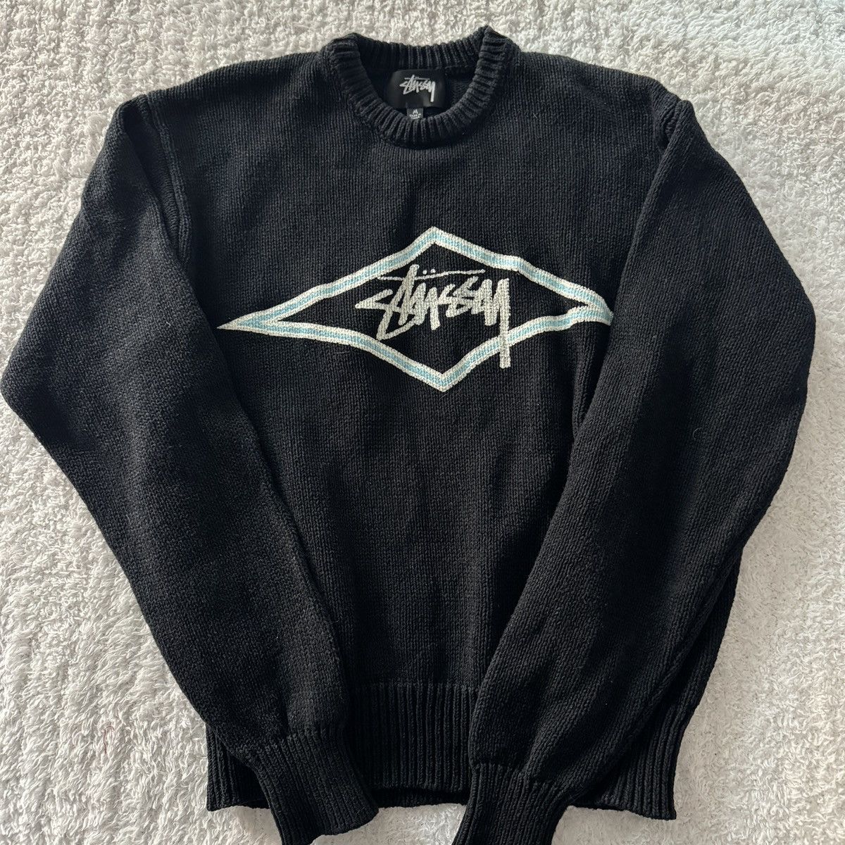 Stussy Stüssy Navy Blue Knit Diamond Logo Sweater Size US M / EU 48-50 / 2 - 1 Thumbnail