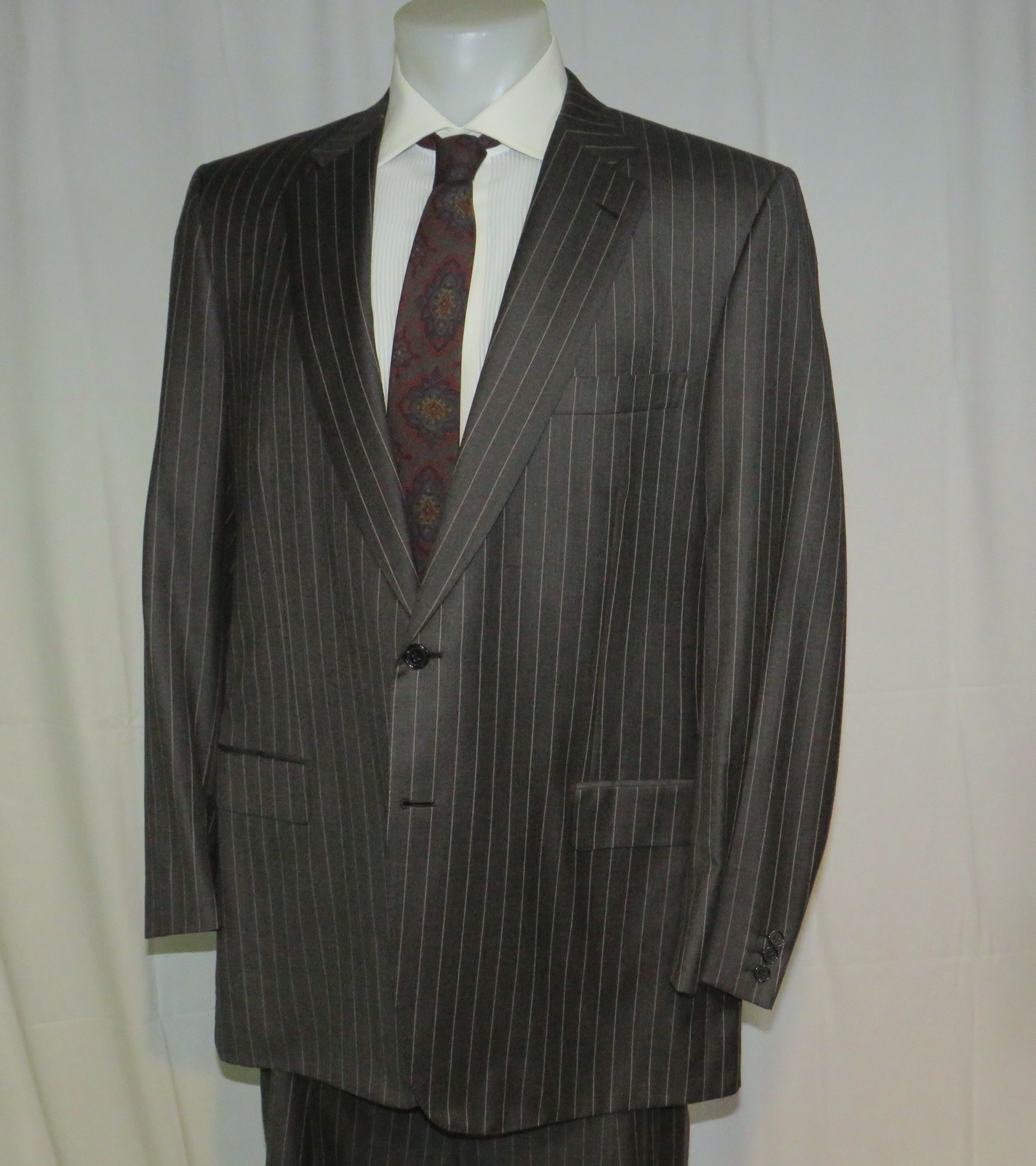 Brioni Pincio Super 150 Charcoal Stripe Two Button Suit 46L Size 46L - 10 Thumbnail