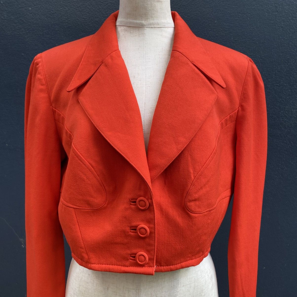 Thierry Mugler Thierry Mugler DIY Cropped Red Blazer Size S / US 4 / IT 40 - 7 Thumbnail