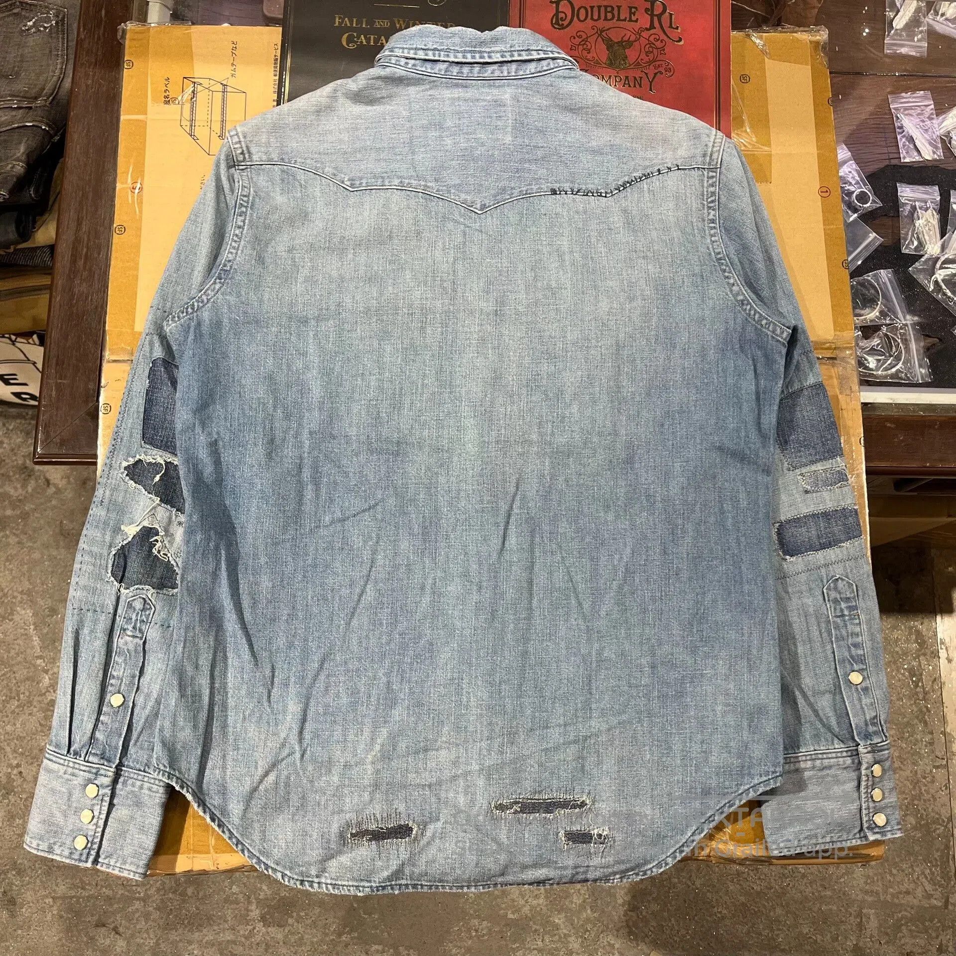 RRL Ralph Lauren vintage ralph lauren distressed denim shirt. Size US M / EU 48-50 / 2 - 3 Thumbnail