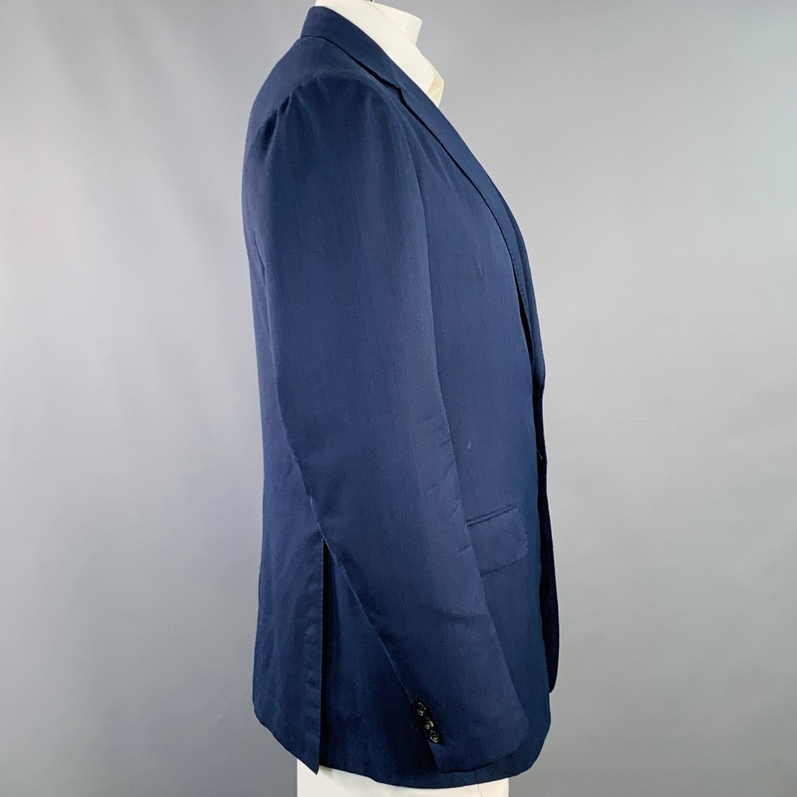 SARTORIO SARTORIO Size 44 Regular Navy Wool Notch Lapel Sport Coat Size 44R - 2 Thumbnail