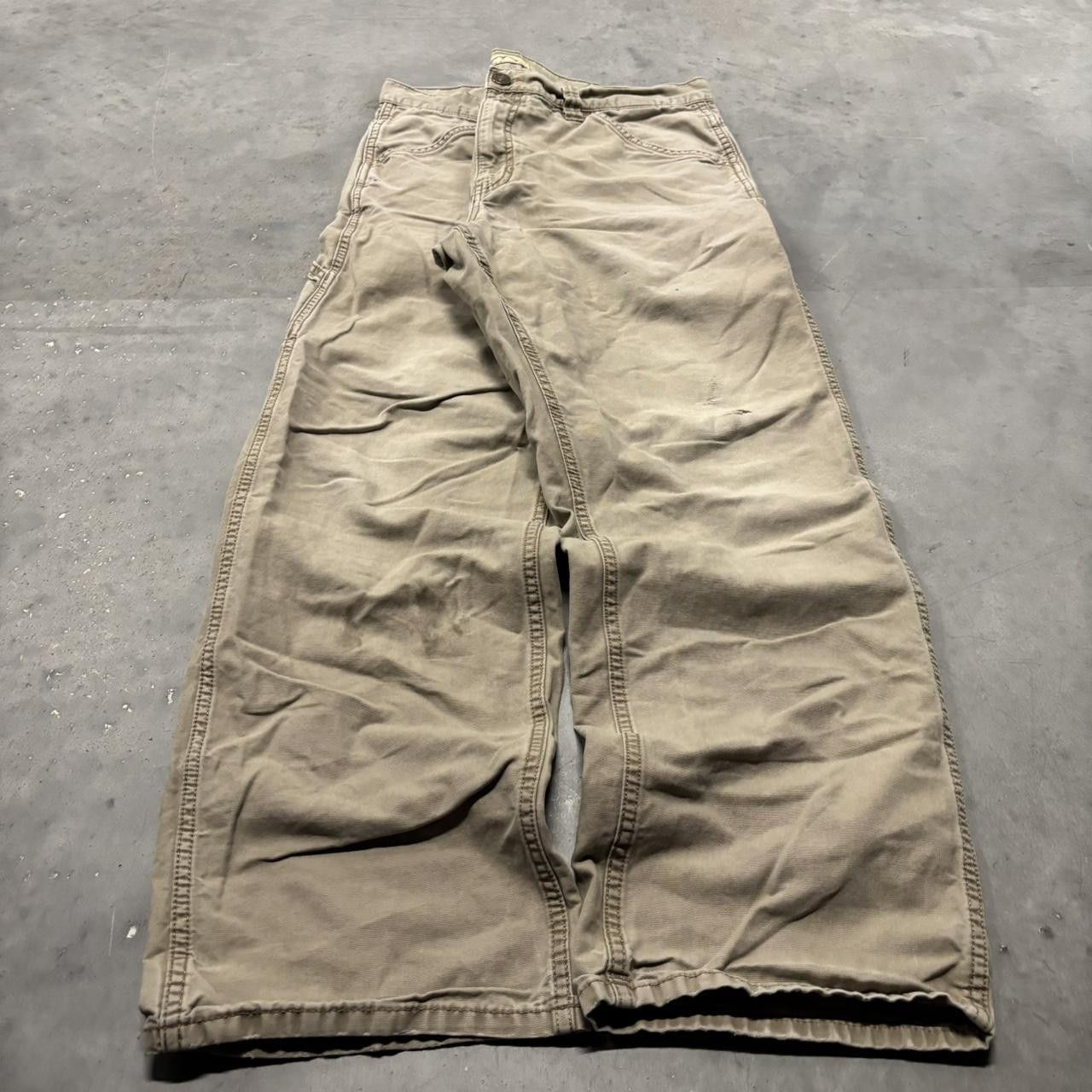Japanese Brand × Vintage Crazy Vintage Y2K/2000s Faded Khaki Streetwear Skater Workwear Carpenter Pants! Size US 36 / EU 52 - 3 Thumbnail