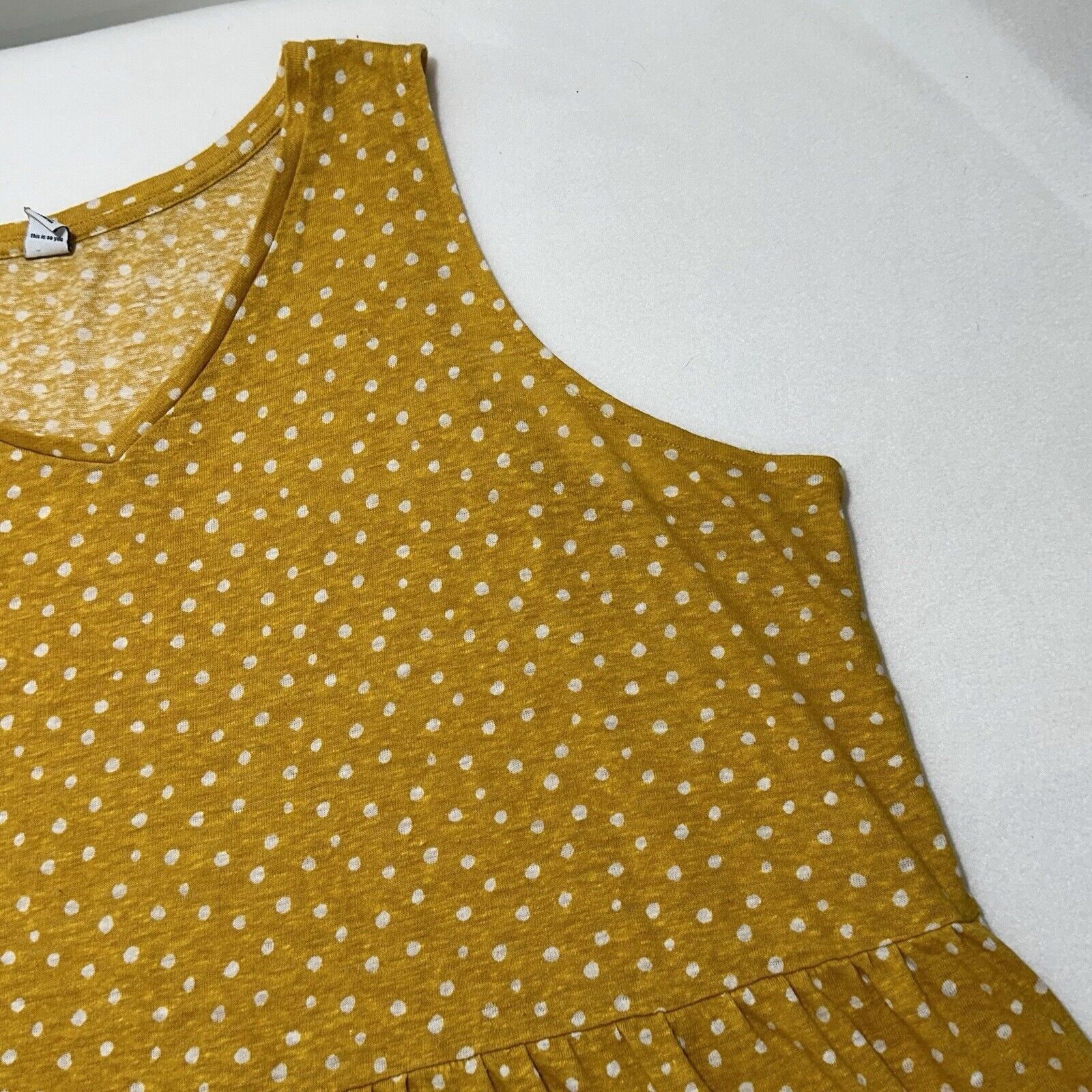 Old Navy Old Navy Women's 3X Yellow White Polka Dot Linen Tank Top Size 3XL / US 20-22 - 5 Thumbnail