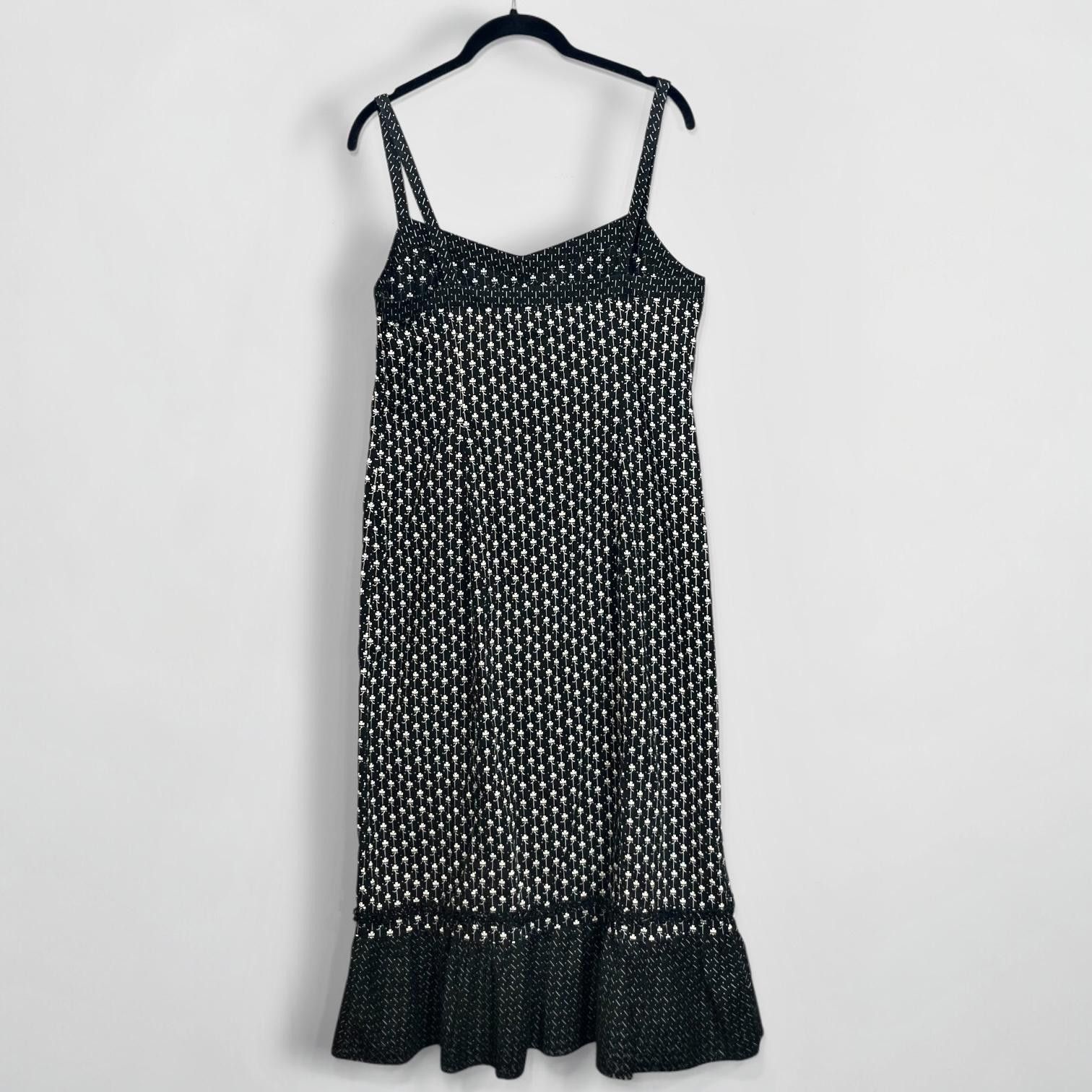 Designer Chic Black Floral Print Slip Dress Size M / US 6-8 / IT 42-44 - 2 Thumbnail
