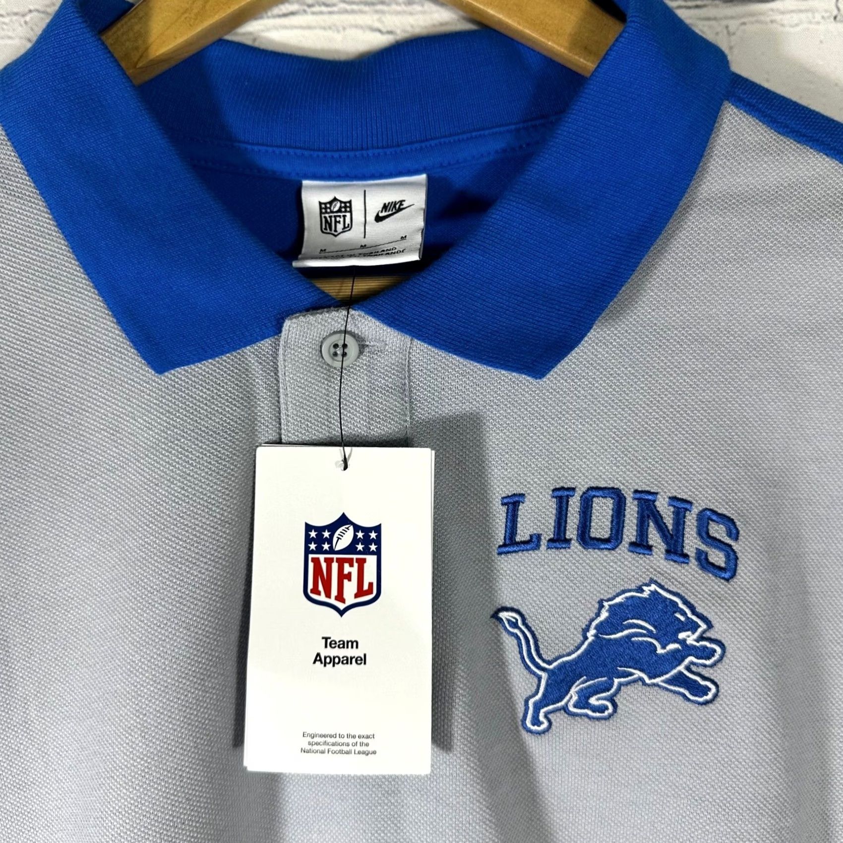Nike Nike NFL Detroit Lions Polo Shirt Mens M Gray Blue Short Sleeve Football Size US M / EU 48-50 / 2 - 3 Thumbnail