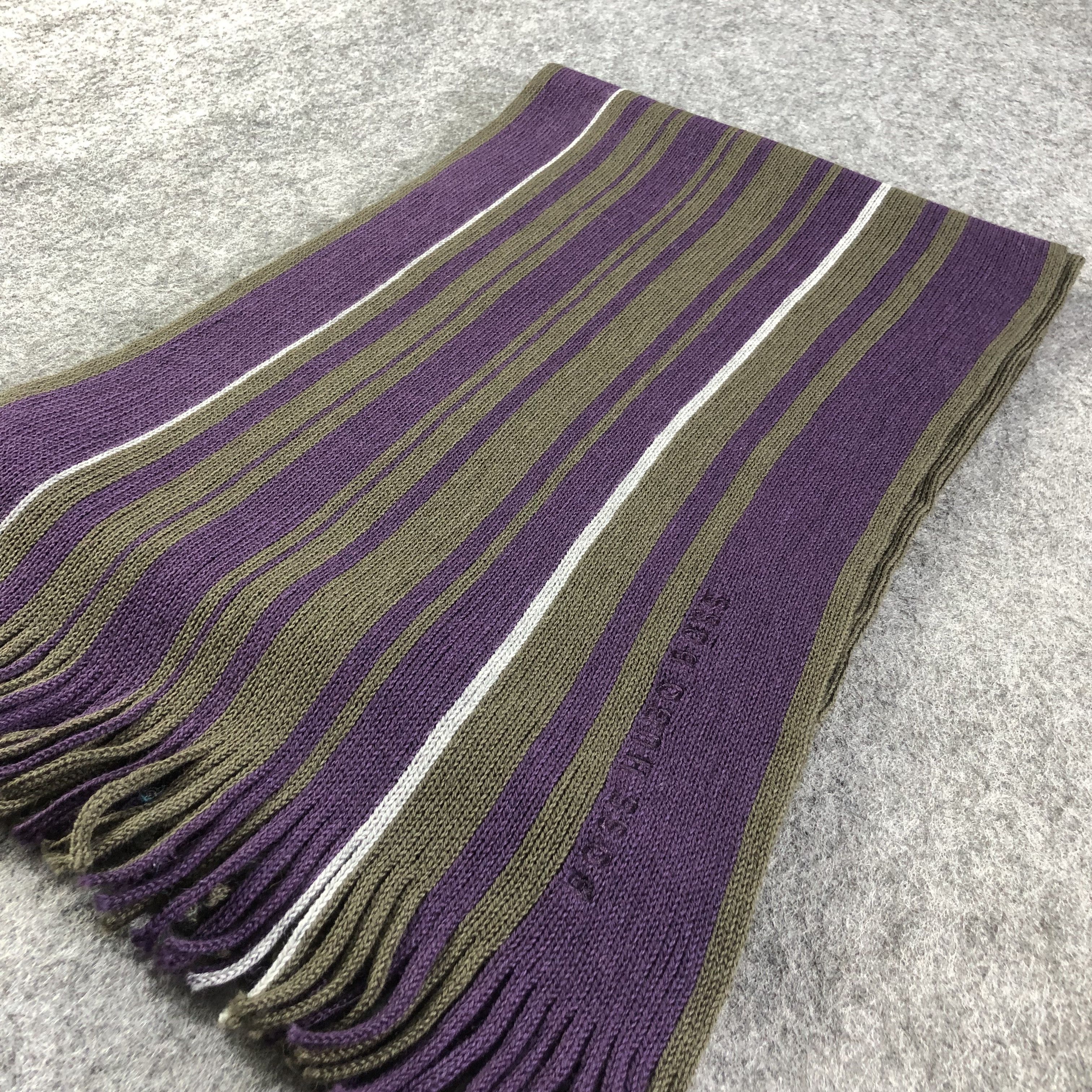 Hugo Boss Boss by Hugo Boss Stripes Knit Wool Scarf Muffler V1637 Size ONE SIZE - 3 Thumbnail