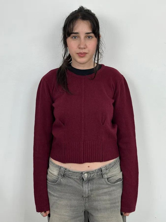 Vivienne Westwood Vivienne Westwood Bordeaux Wool Cropped Sweater Size S / US 4 / IT 40 - 2 Thumbnail