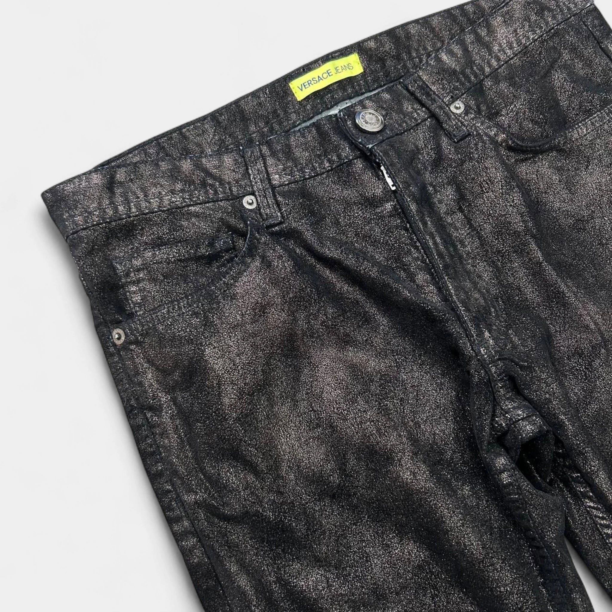 Versace Versace Jeans Skinny Metallic Black Suede Pants Size M / US 6-8 / IT 42-44 - 3 Thumbnail