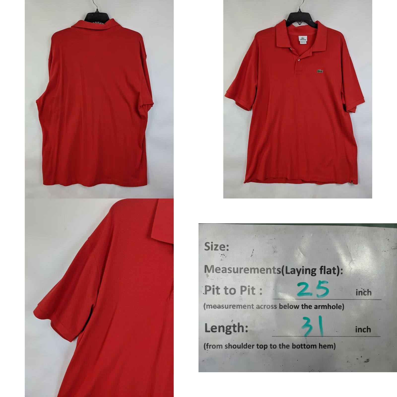 Lacoste Lacoste Men's Polo Shirt Short Sleeve Light Red Size 7 Cotton Button Size US M / EU 48-50 / 2 - 8 Thumbnail