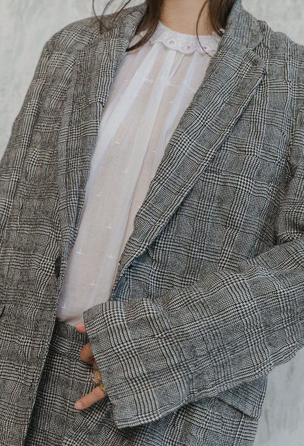 Japanese Brand × R13 R13 Ragged Oversized Checked Grey Blazer Size M / US 6-8 / IT 42-44 - 3 Thumbnail