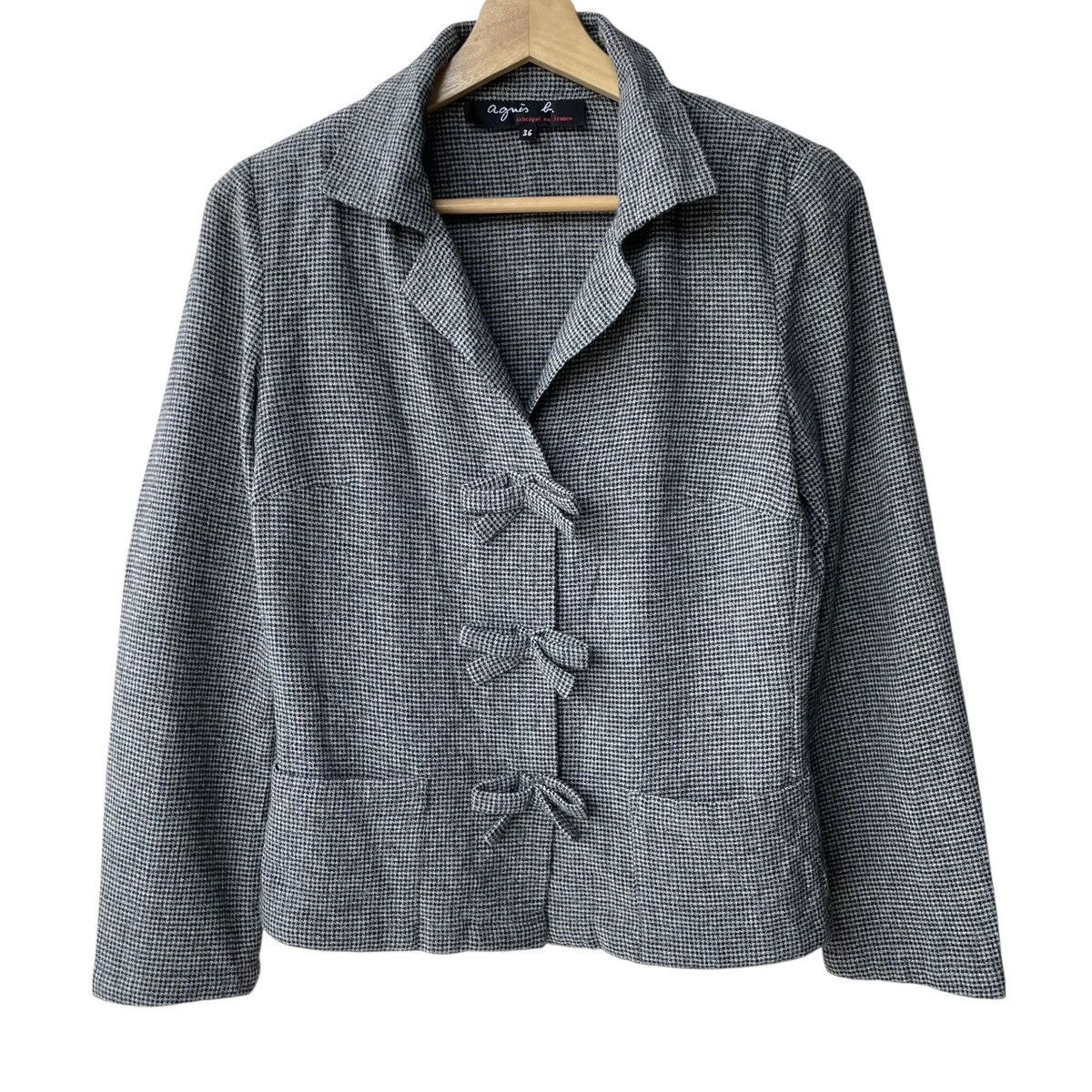 agnes b. Agnes B. Paris Designer Light Wool Ribbon Blazer Size XS / US 0-2 / IT 36-38 - 1 Thumbnail