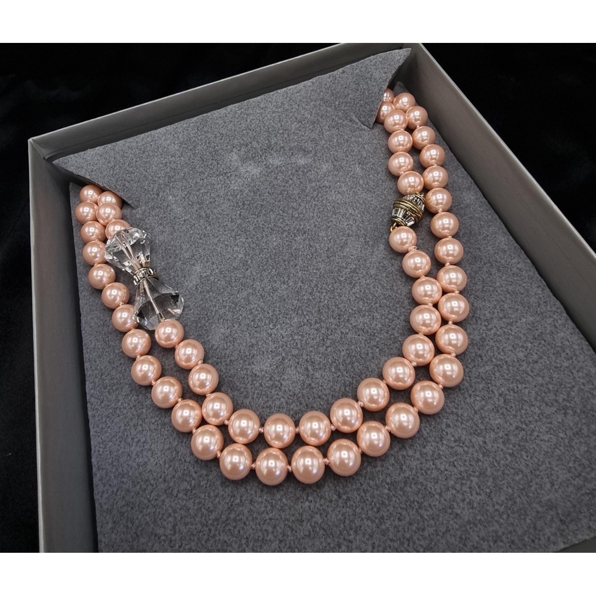Vintage Heidi Daus Double-Strand Faux Pearl Necklace With Crystal Bo Size ONE SIZE - 4 Thumbnail