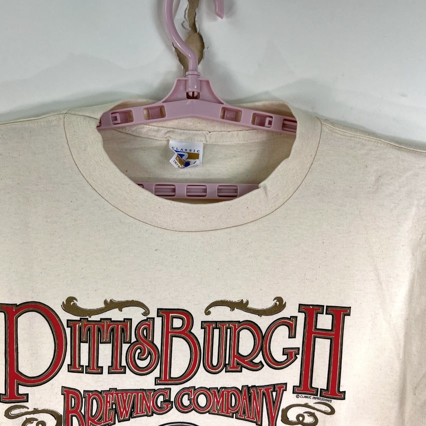 Vintage Pittsburg Brewing Co Shirt Mens XL Ivory Long Sleeve Graphic Tee Cream Graphic Print Beer 90s? Size US XL / EU 56 / 4 - 3 Thumbnail