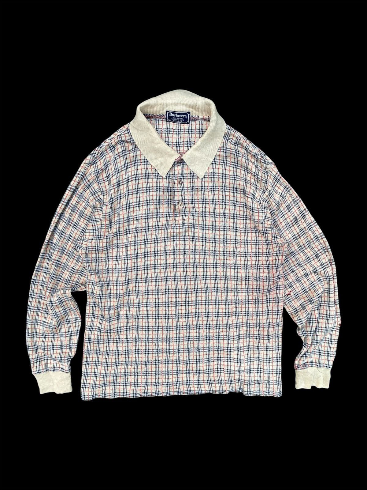 Burberry Vintage BURBERRYS NOVA CHECK Long-sleeve Polo Shirt Size US L / EU 52-54 / 3 - 1 Thumbnail