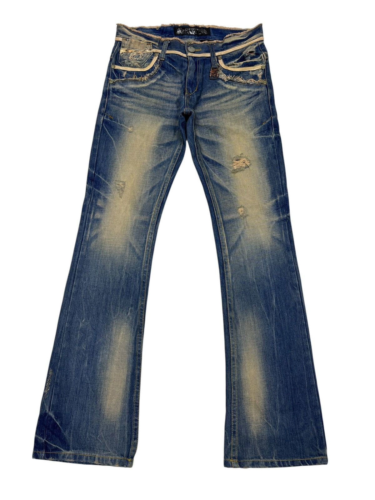 If Six Was Nine 🔥RED PEPPER Rusty Mud Wash Flared Jean Distressed Denim Size US 32 / EU 48 - 9 Thumbnail