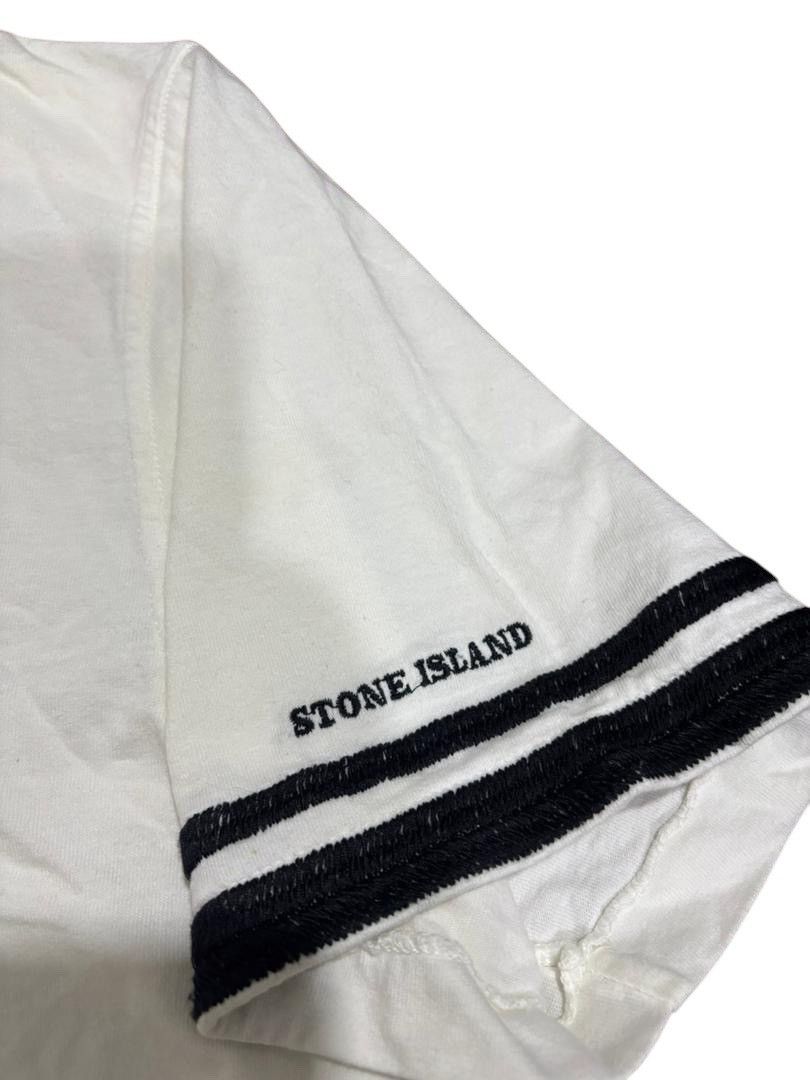 Stone Island × Vintage Vintage Stone Island White Tee Size US XL / EU 56 / 4 - 2 Thumbnail