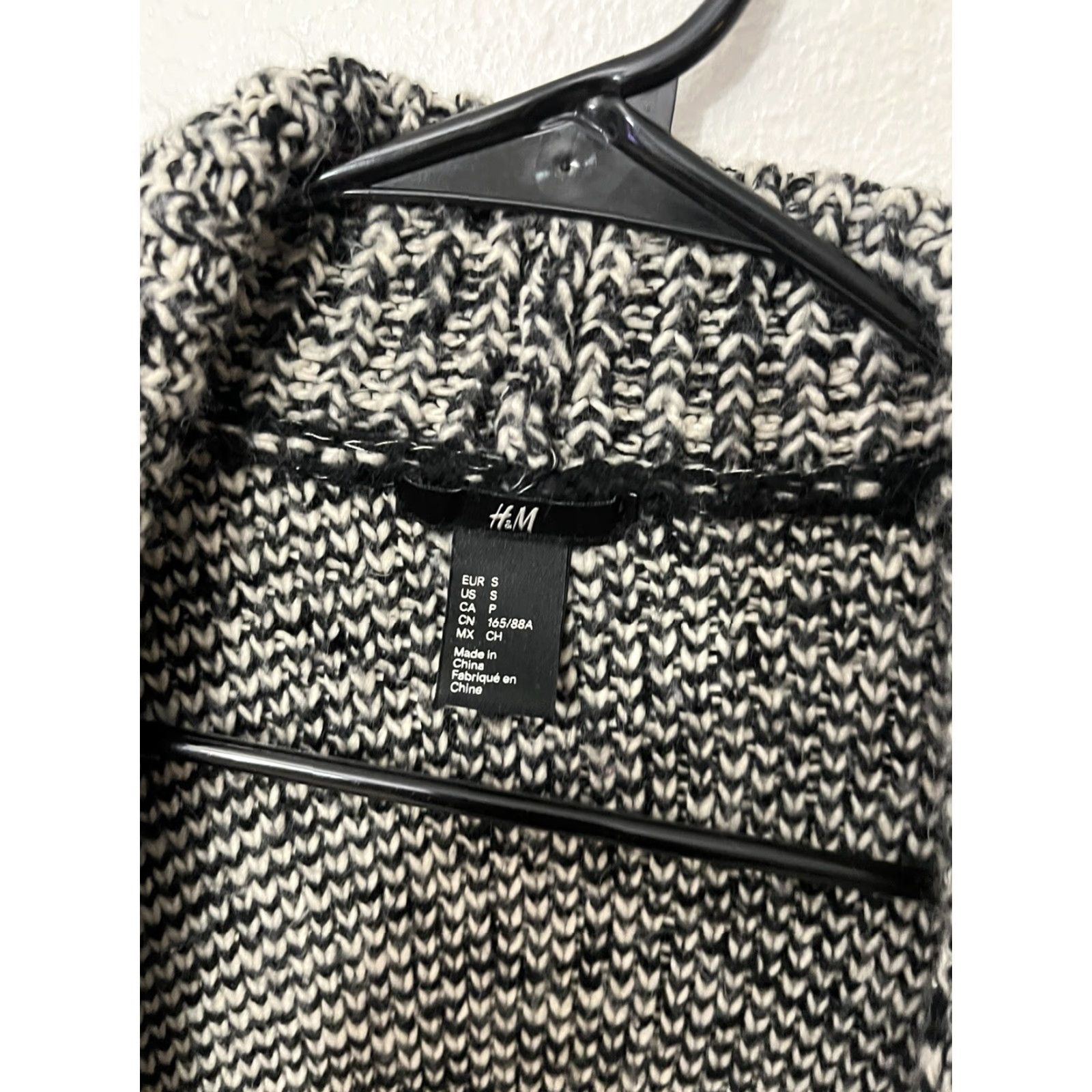 H&M H&M Womens Small Cardigan Sweater Open Front Ribbed Black Oversized Size S / US 4 / IT 40 - 3 Thumbnail