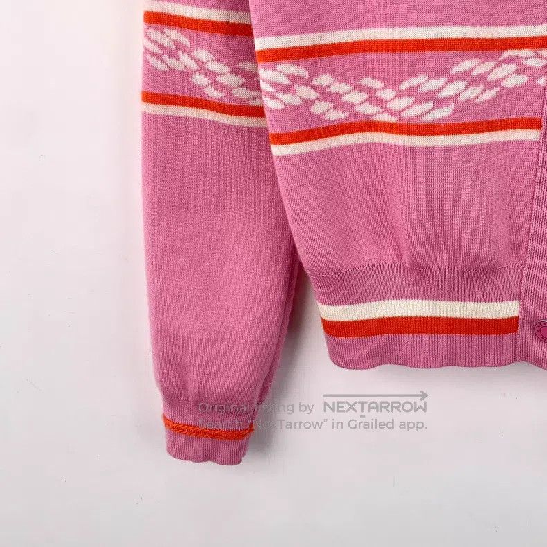 Hermes Hermes Pink Striped Rope Embroidered Cashmere Crew Neck Si Size XXS / US 00 / IT 34 - 4 Thumbnail