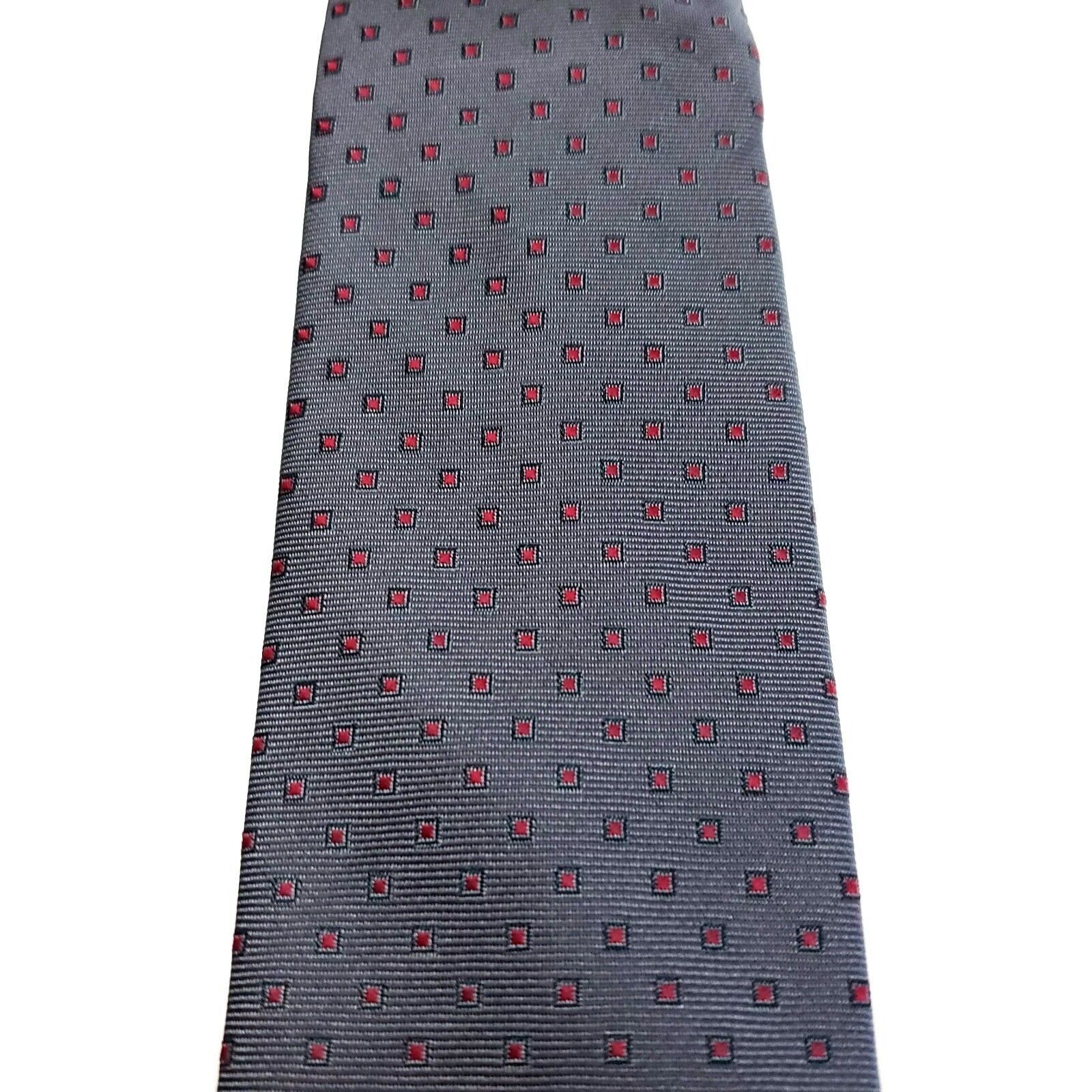 Vintage Bill Robinson Gray Silk Tie Woven Geometric Check Size ONE SIZE - 2 Thumbnail